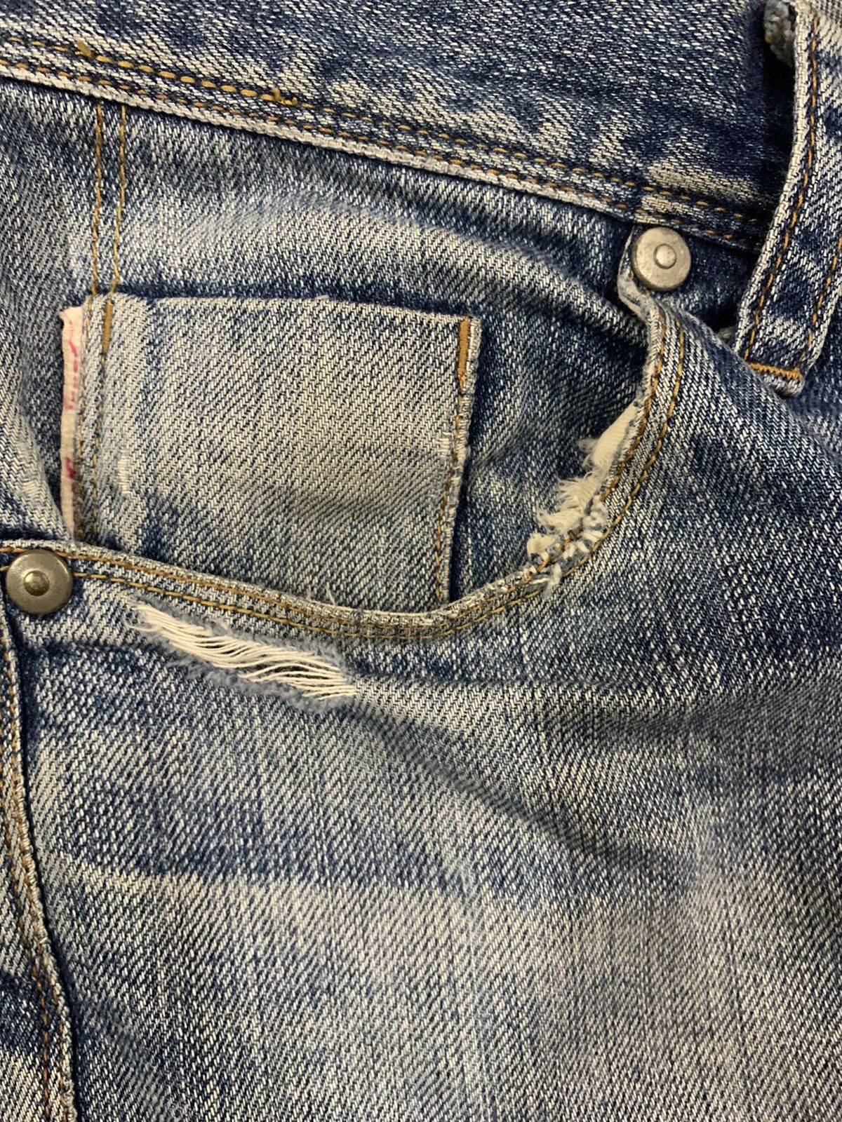 Morgan Homme Vintage Morgan Homme Selvedge Blue Washed Distressed Jeans Size US 30 / EU 46 - 6 Thumbnail