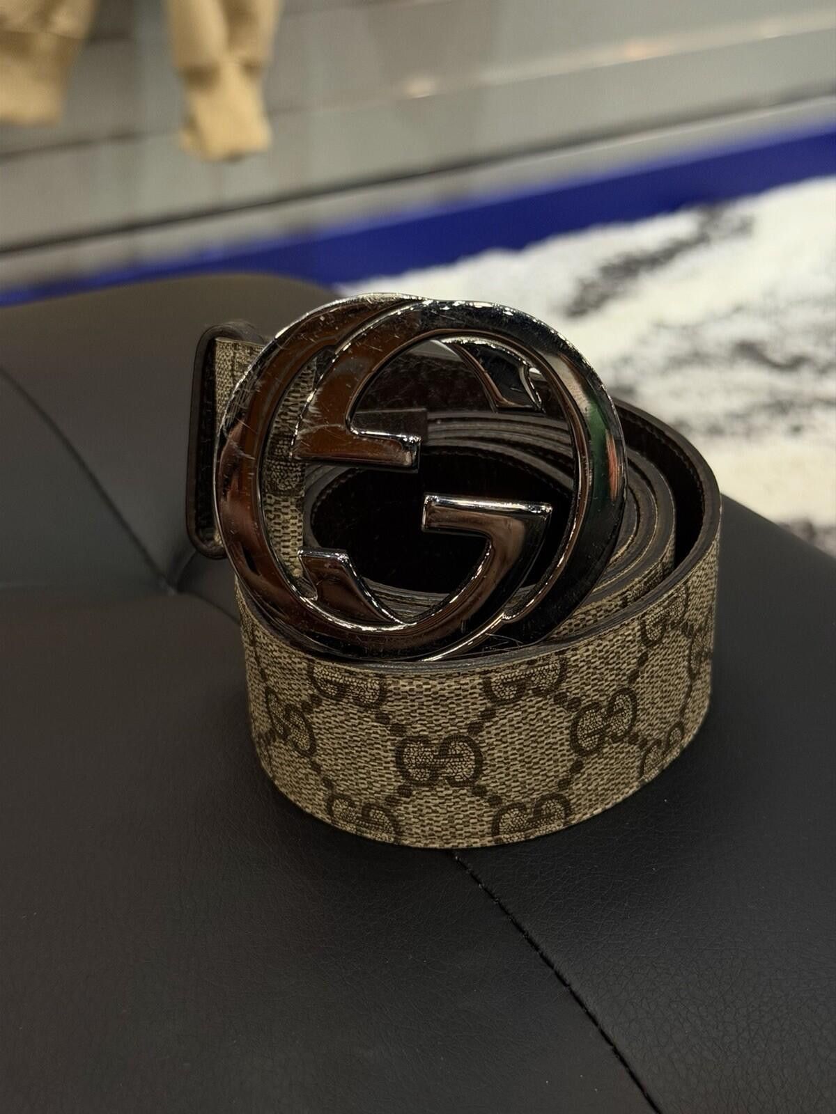 Gucci Gucci Tan Brown Silver Buckle Belt 100/40 $600 Size ONE SIZE - 5 Thumbnail