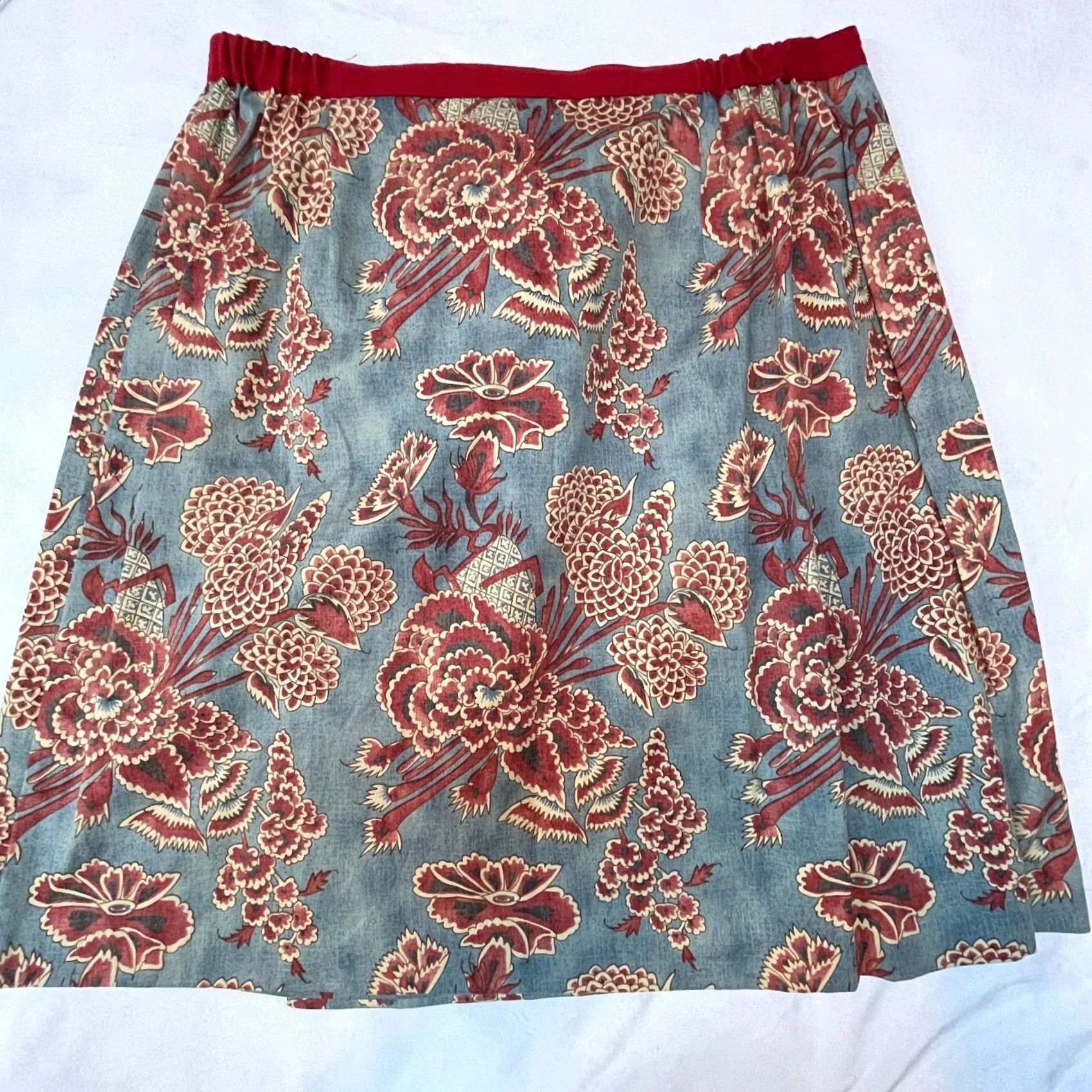 Coldwater Creek Coldwater Creek Wrap Skirt Women's Large Floral Print Blue Red Cotton Casual Size 36" / US 14 / IT 50 - 2 Thumbnail