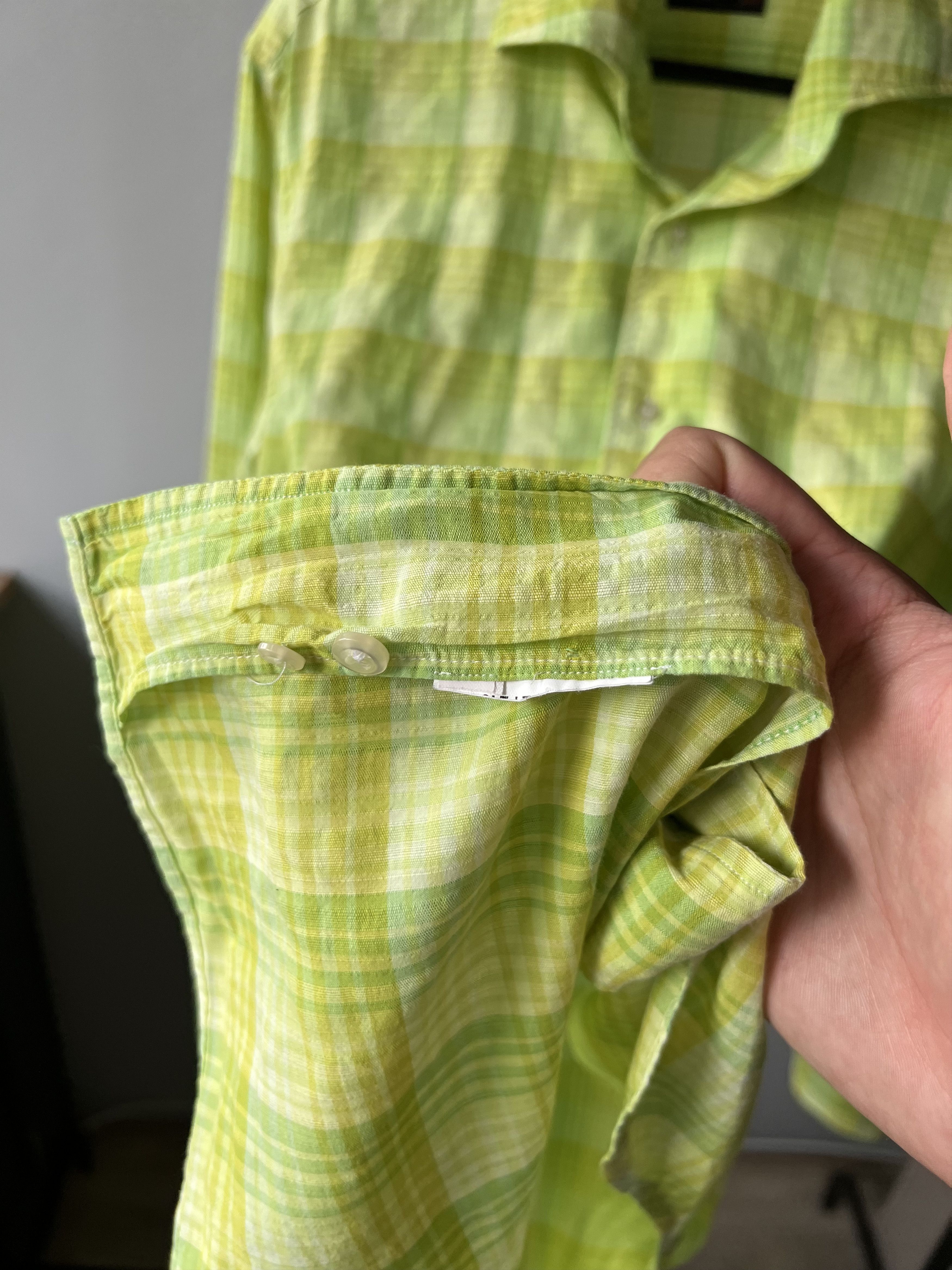 Corneliani Corneliani ID Men's Lime Green Long Sleeve Checkered Shirt Size US L / EU 52-54 / 3 - 8 Thumbnail