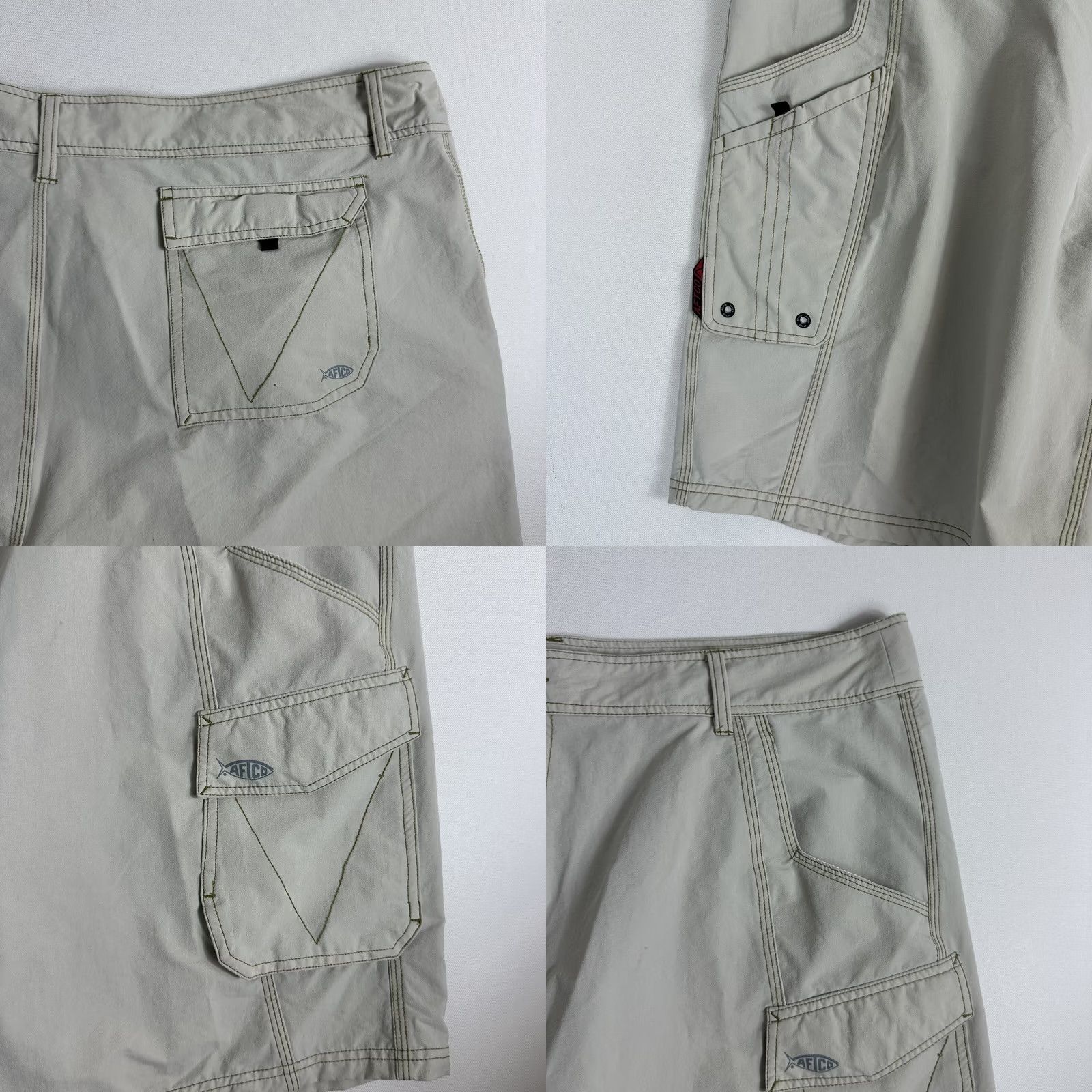 Vintage AFTCO Shorts Men's 42 Tan Khaki Cargo Fishing Pockets Nylon Stretch Outdoor - Regular Size US 42 / EU 58 - 8 Thumbnail