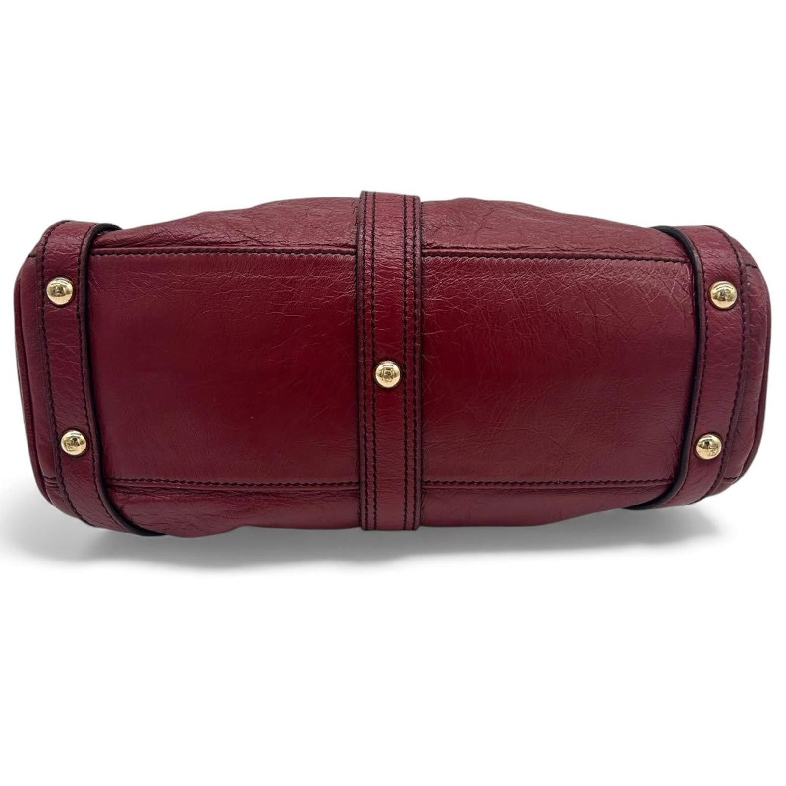 Fendi Fendi - Burgundy Leather Handbag Gold Hardware Size ONE SIZE - 7 Thumbnail