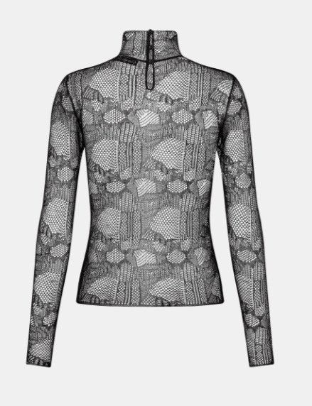 Dior o1w1db10924 Silk Lace Fitted Top in Black Size XS / US 0-2 / IT 36-38 - 2 Thumbnail