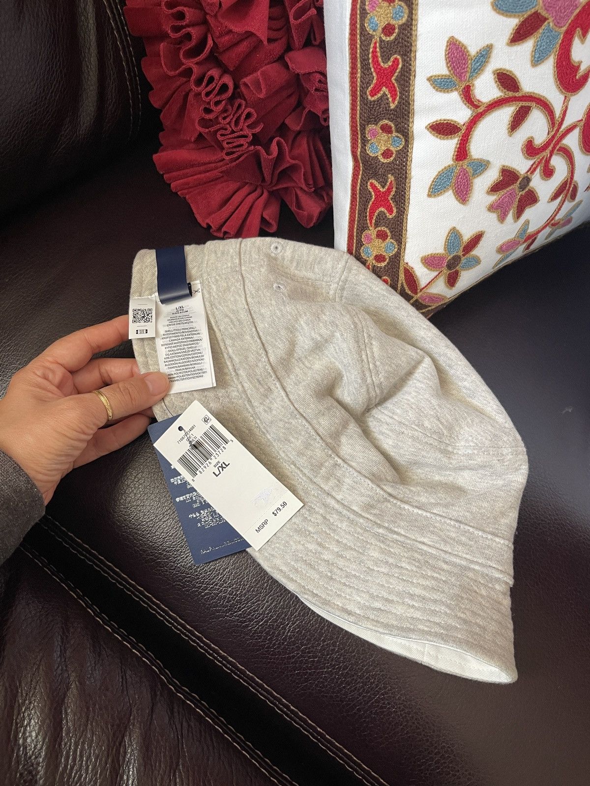 Polo Ralph Lauren Polo Ralph Lauren White/Gray Reversible Fleece & Twill Size ONE SIZE - 11 Thumbnail