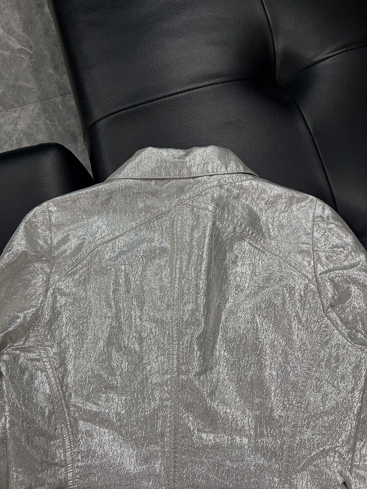 Dries Van Noten Dries Van Noten Liquid Silver Cropped Double-Layer Jacket Size XS / US 0-2 / IT 36-38 - 9 Thumbnail