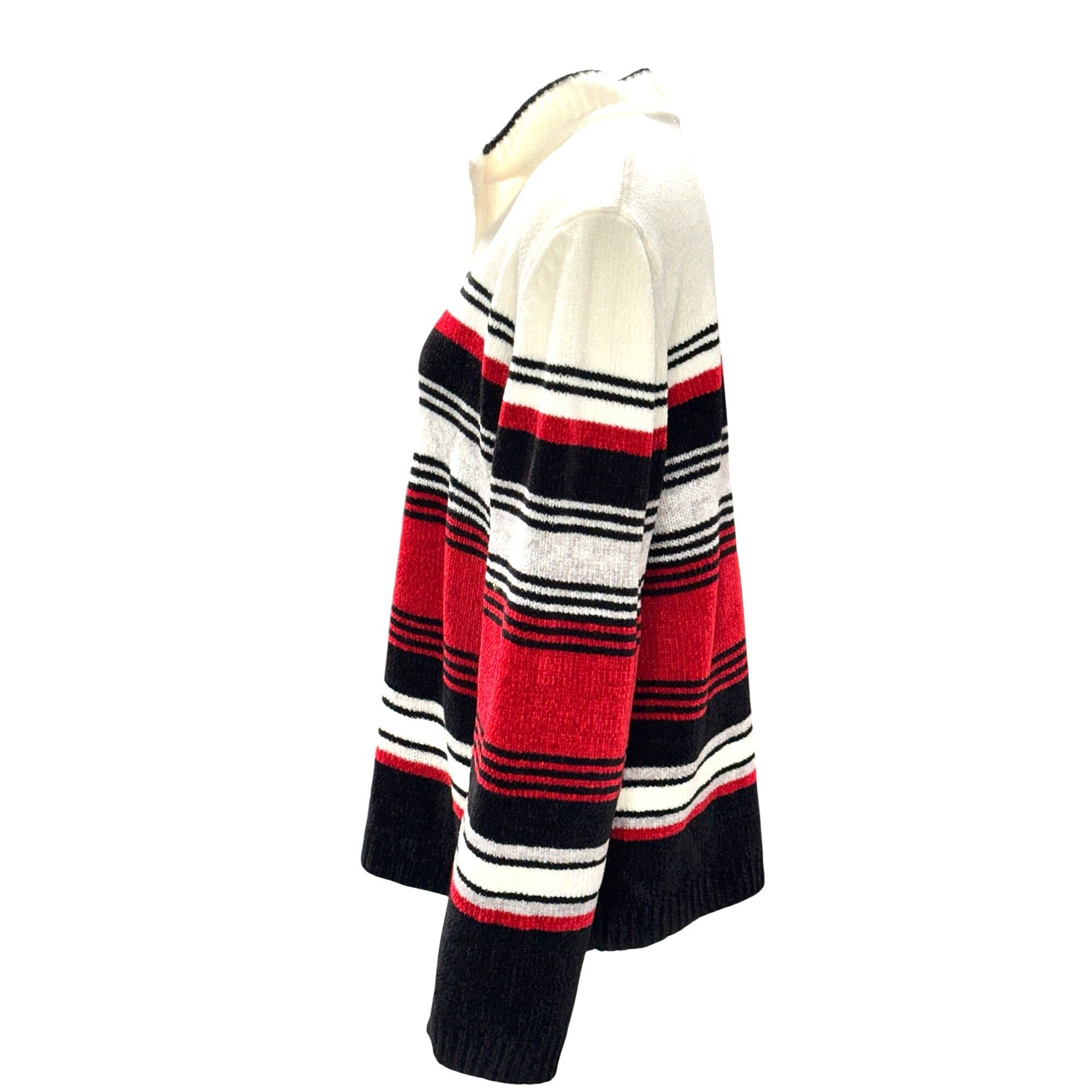 Other Alfred Dunner Large Red Black Striped Chenille Pullover Cozy Size L / US 10 / IT 46 - 3 Thumbnail