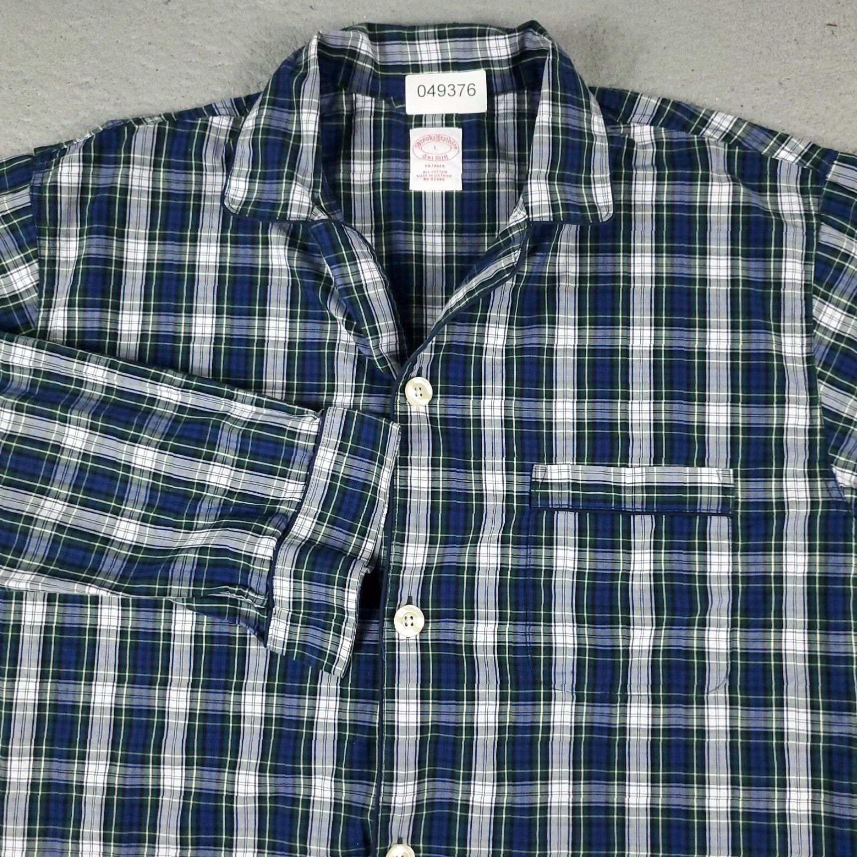 Brooks Brothers Brooks Brothers Mens Large Blue Plaid Flannel Pajama Top Long Sleeve Button Up Cotton Size US L / EU 52-54 / 3 - 2 Thumbnail