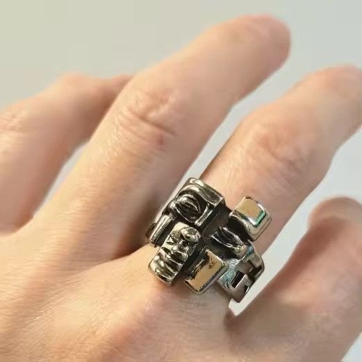 Jewelry Human Face Pattern Adjustable Ring Size ONE SIZE - 12 Thumbnail