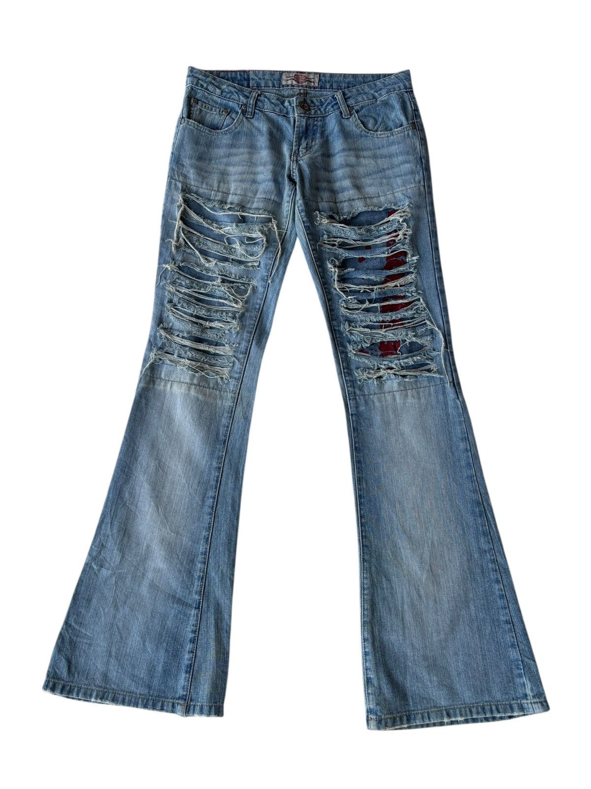 Japanese Brand VINTAGE FLARE JEANS DISTRESSED DENIM RRJ LOW RISE JEANS Size US 30 / EU 46 - 1 Thumbnail