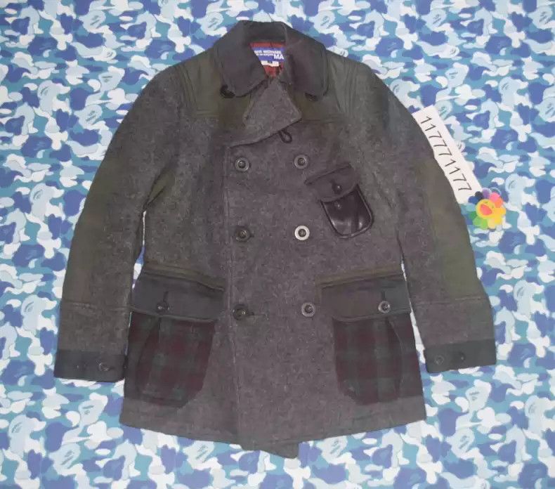 image of Junya Watanabe Spliced Wool Fleece Coat in Grey, Men's (Size XS)