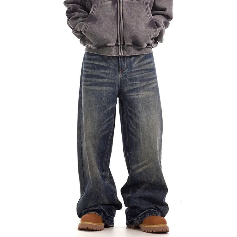 Vintage washed loose straight jeans