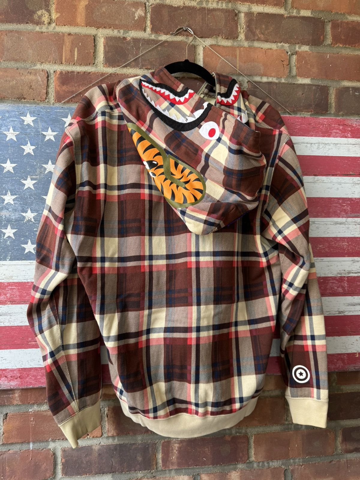 Bape flannel hoodie hotsell