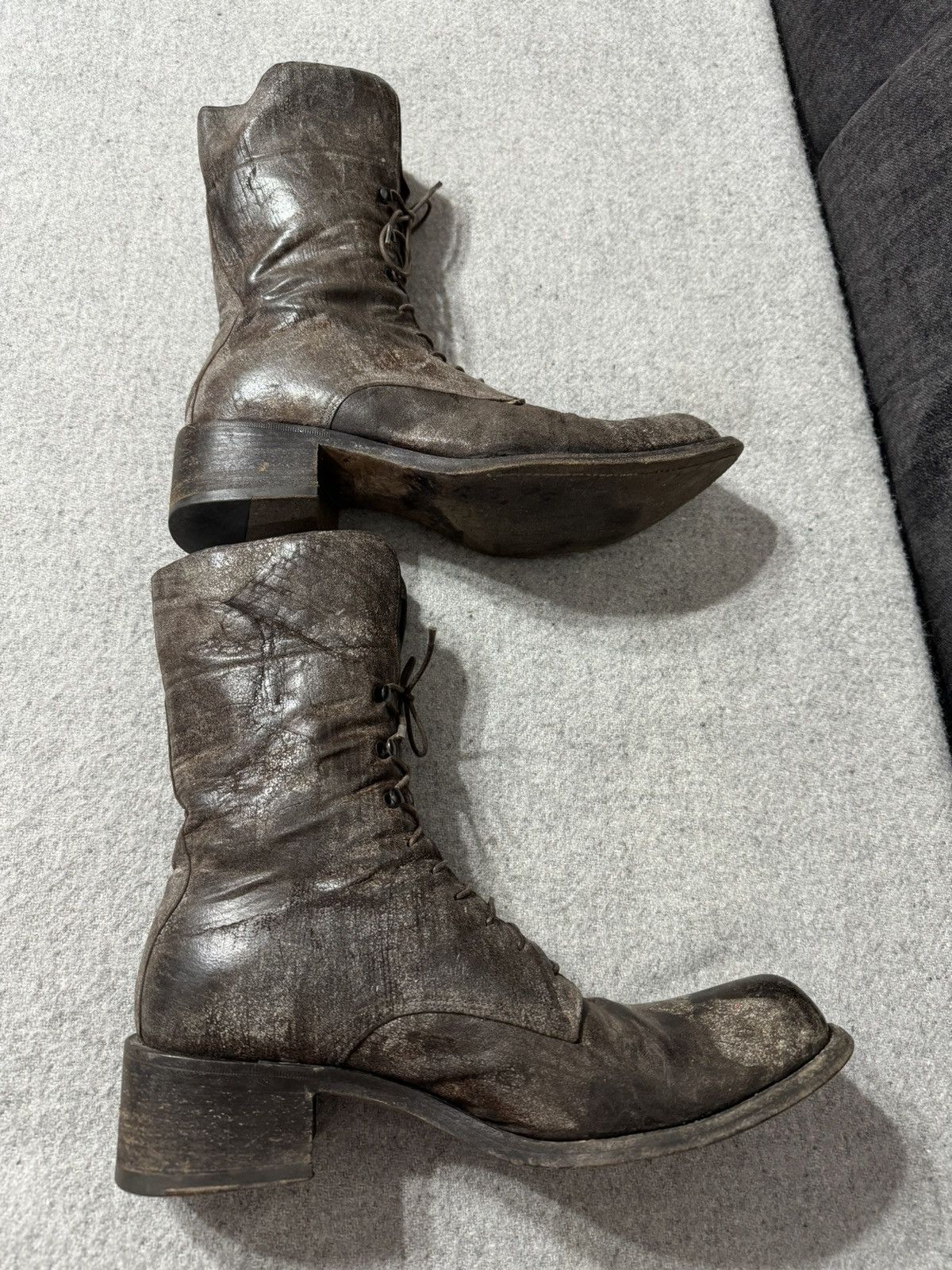 Gianni Barbato Gianni Barbato Distressed Black Leather Vintage boots 37 Size US 7 / IT 37 - 3 Thumbnail