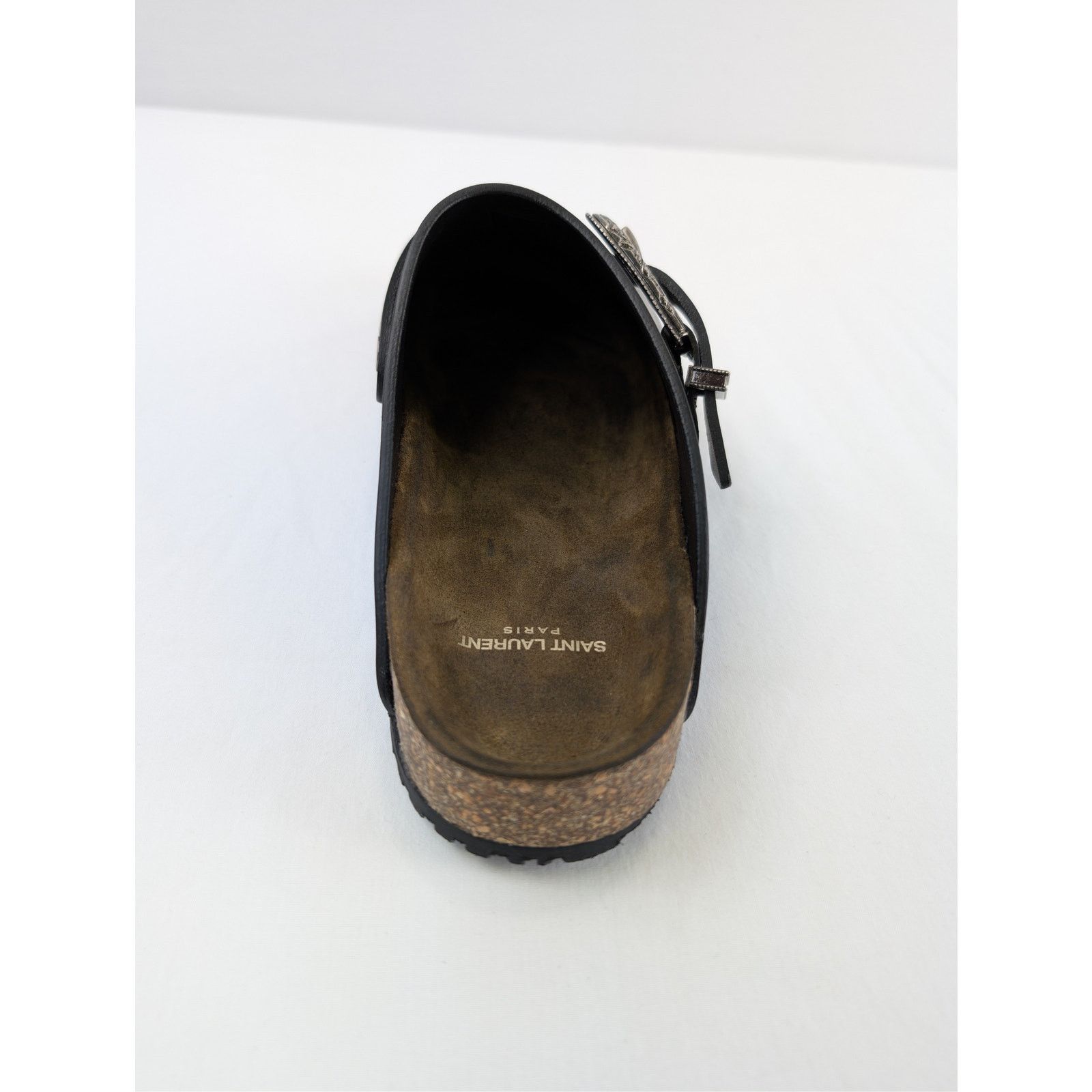 Saint Laurent Paris o1rshd1 Silver Buc San Holster Slipper Sandal in Nero Size US 10 / EU 43 - 13 Thumbnail