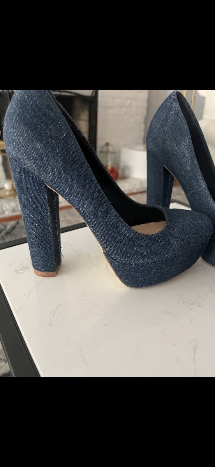 Fashion Nova Dark Denim Heels Size US 6.5 / IT 36.5 - 2 Thumbnail