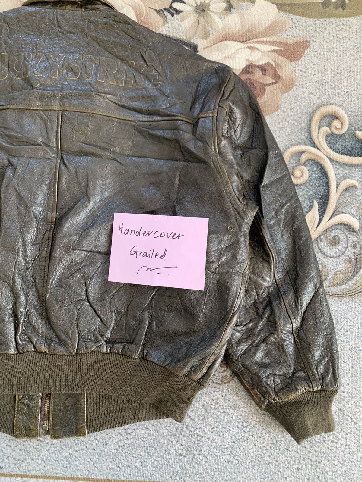 Lucky Brand Vtg Lucky Strike Embossed Logo Leather Jacket Size US L / EU 52-54 / 3 - 6 Thumbnail