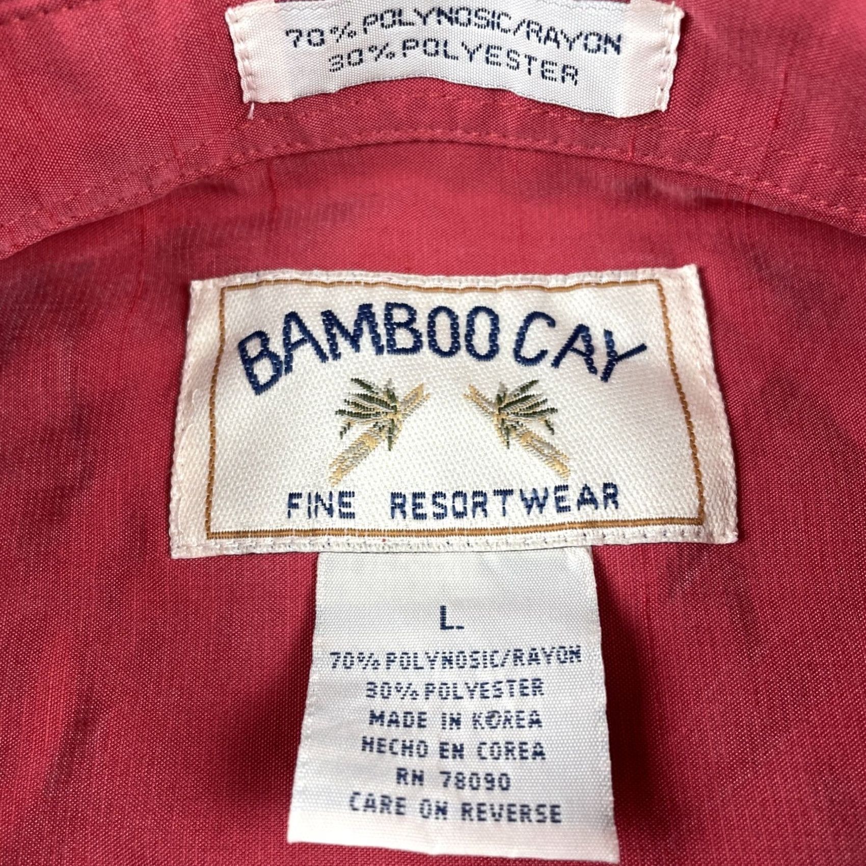 Vintage VINTAGE Bamboo Cay Mens L Button-Up Shirt Short Sleeve Red Rayon Palm Size US L / EU 52-54 / 3 - 3 Thumbnail