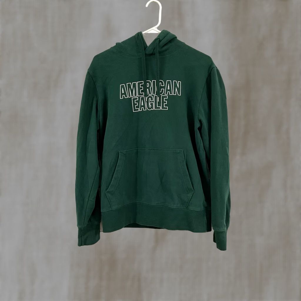 American Eagle Outfitters VINTAGE? American Eagle Hoodie Pullover Womens Green Front Pocket Drawstring Crew Neck Regular Size XS Size S / US 4 / IT 40 - 1 Thumbnail