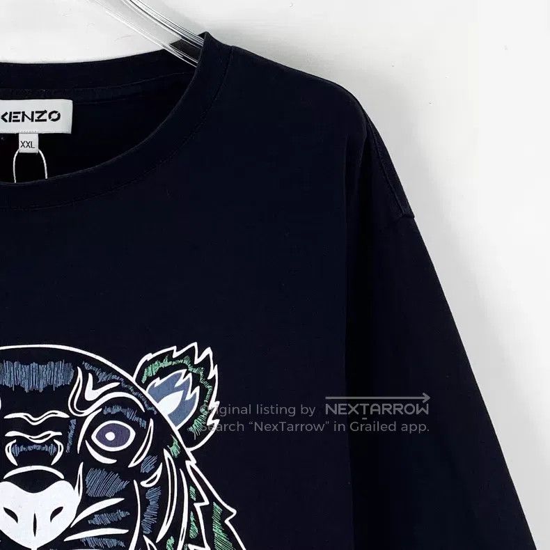 Kenzo Kenzo Black tiger head embroidery cotton round neck short Size US XXL / EU 58 / 5 - 3 Thumbnail