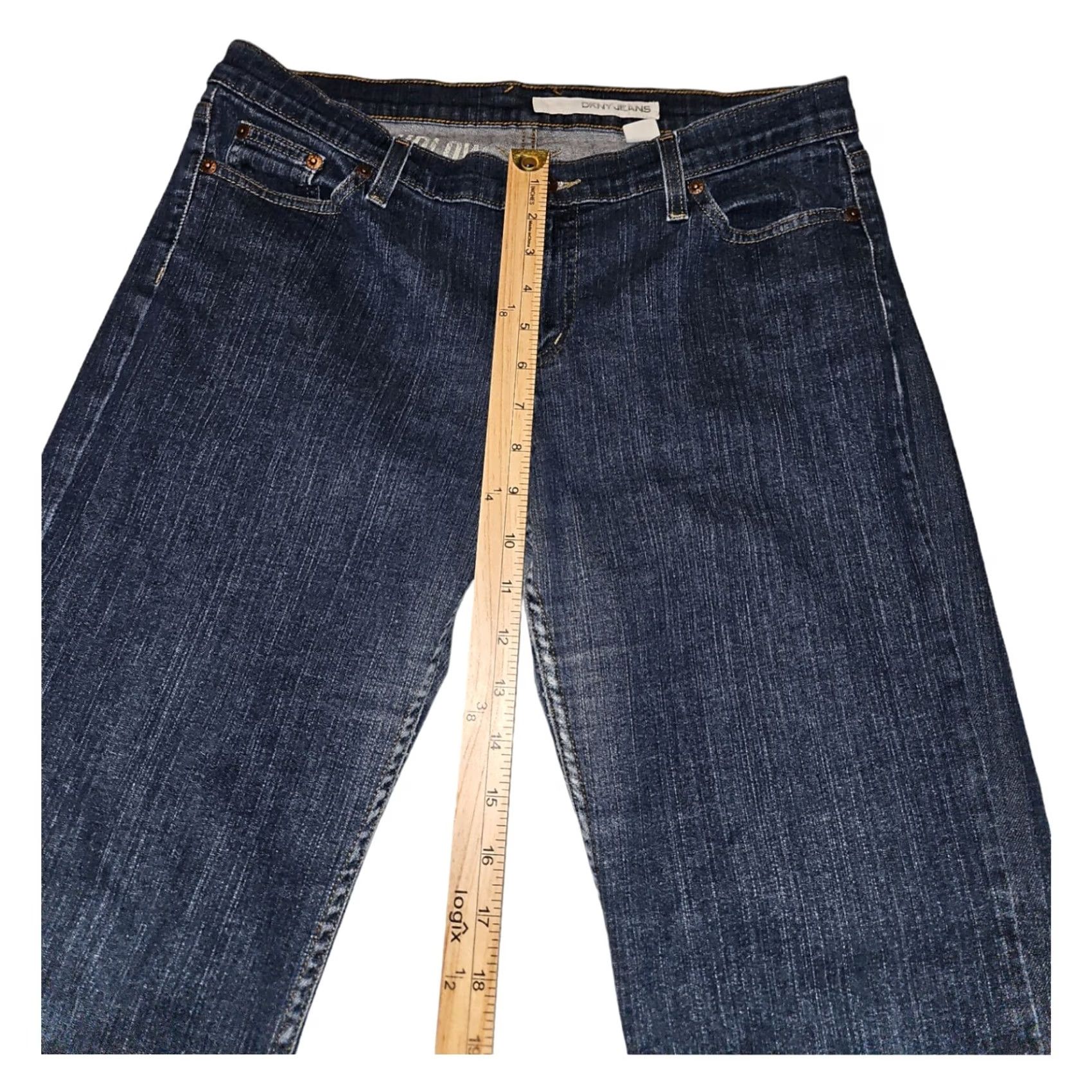 DKNY DKNY Jeans 14R Women Bootcut Denim 5-Pocket Blue Spandex Cotton Mid Rise Regular 30in Inseam Embroidered Button Zip Casual Preppy Hipster Women Size 36" / US 14 / IT 50 - 5 Thumbnail