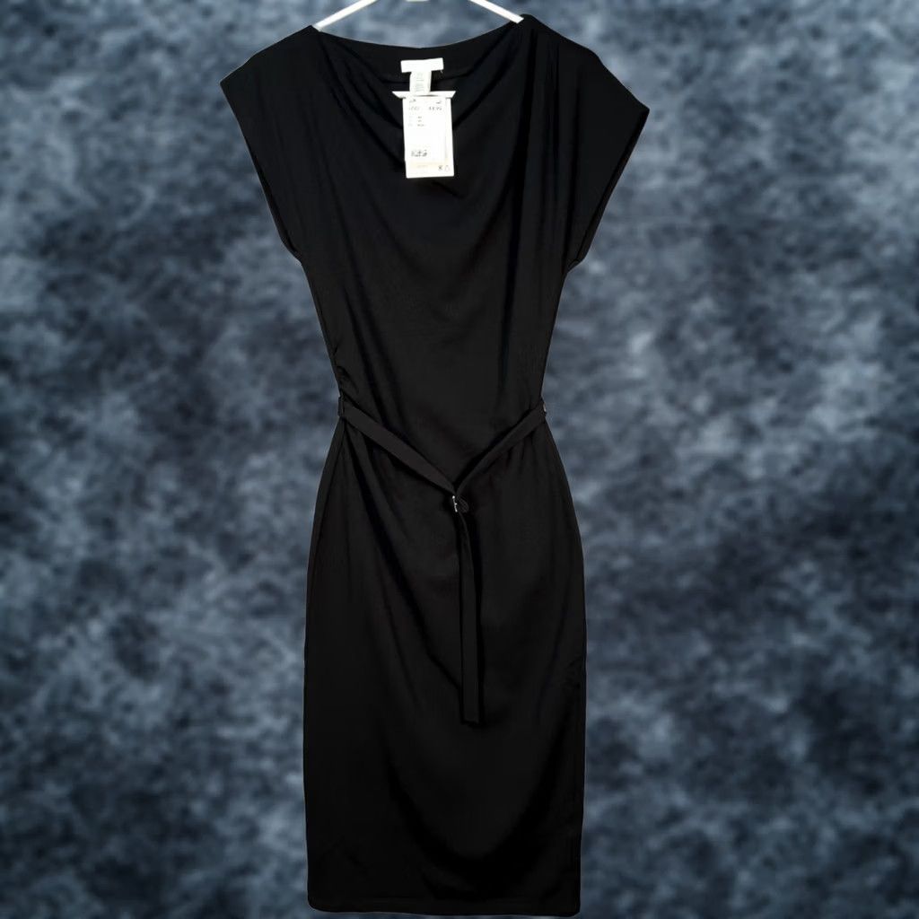 H&M H&M Womens XS Black Belted Midi Dress With Cowl Neckline New! Dress, Women, XS, Black, Belted, Midi, Cowl Neckline, Dress, H&M Size XS / US 0-2 / IT 36-38 - 1 Thumbnail