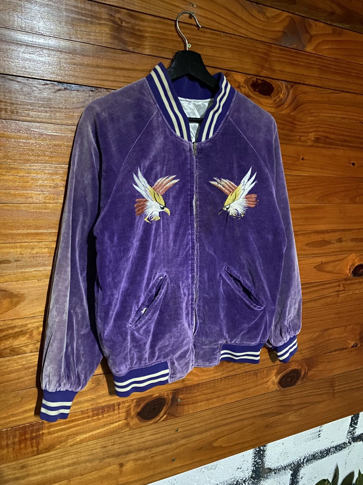 Japanese Brand Purple Velvet Sukajan “Japan” Embroidered Souvenir Jacket Size US S / EU 44-46 / 1 - 5 Thumbnail
