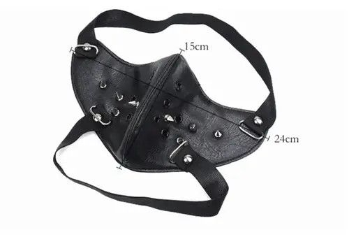 Jewelry Punk Rivet PU Leather Adjustable Face Mask Size ONE SIZE - 2 Thumbnail
