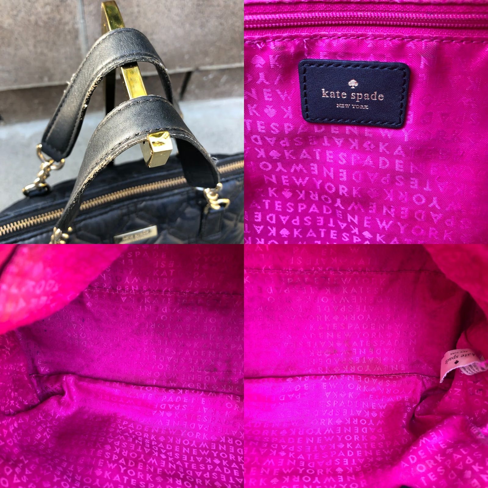 Vintage KATE SPADE Rachelle Astor Quilted Court Purse Women's Shoulder Bag Leather Bag Black Satchel/Top Handle Bag Size ONE SIZE - 9 Thumbnail