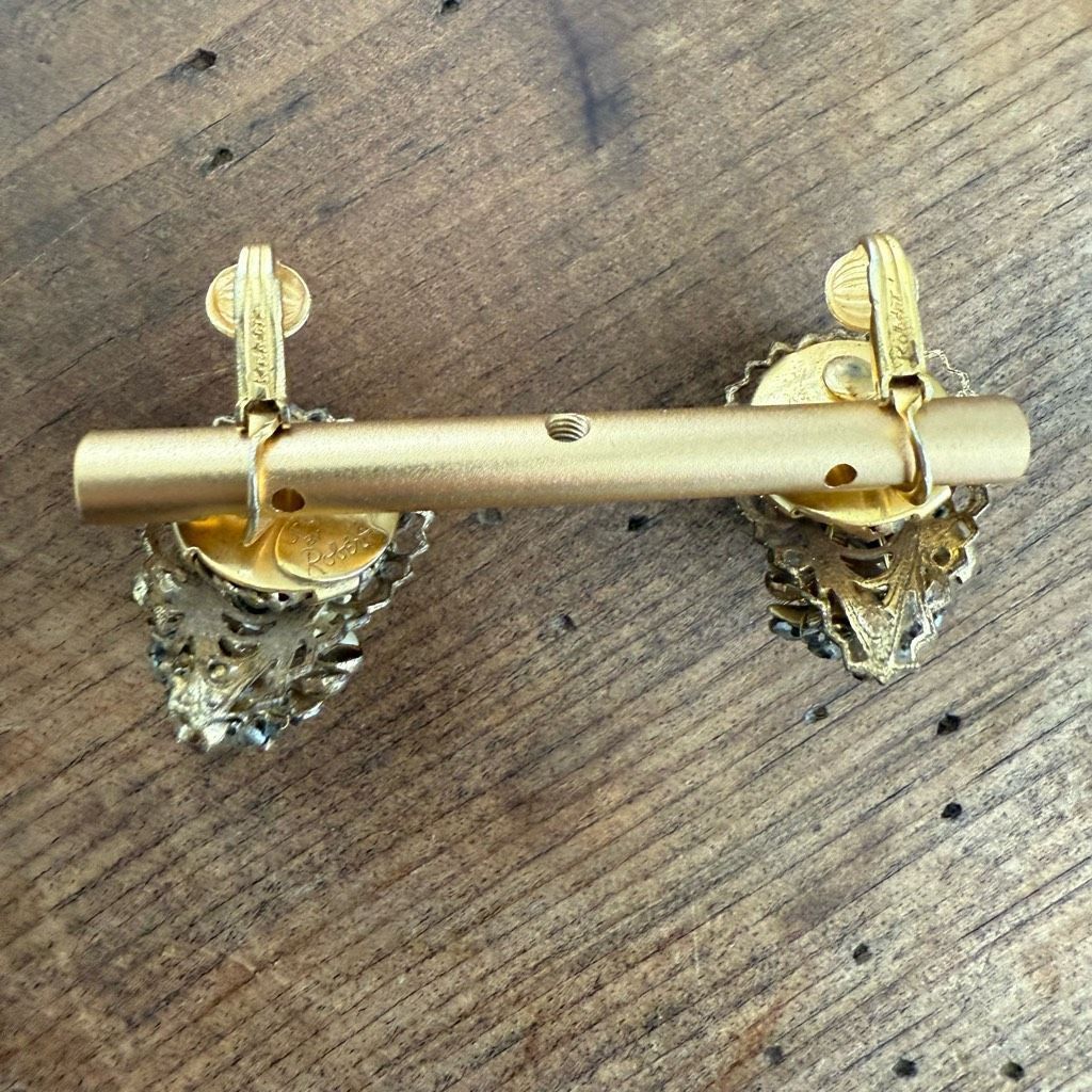 Vintage Vintage 50s Robert Signed Clip On Earrings Pearl Rhinestone Size ONE SIZE - 4 Thumbnail