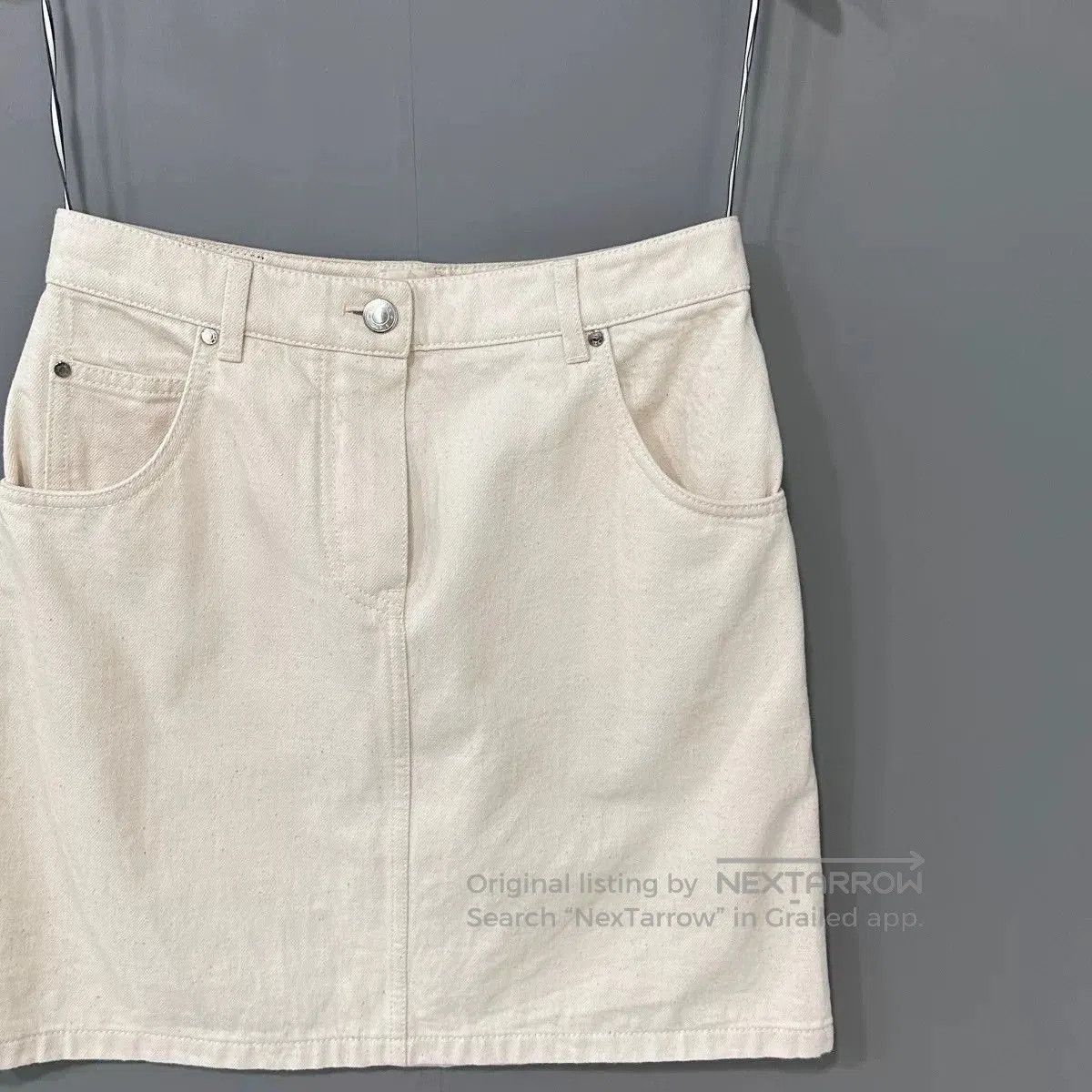 Hermes classic ivory denim mini skirt. Size 33" - 2 Thumbnail