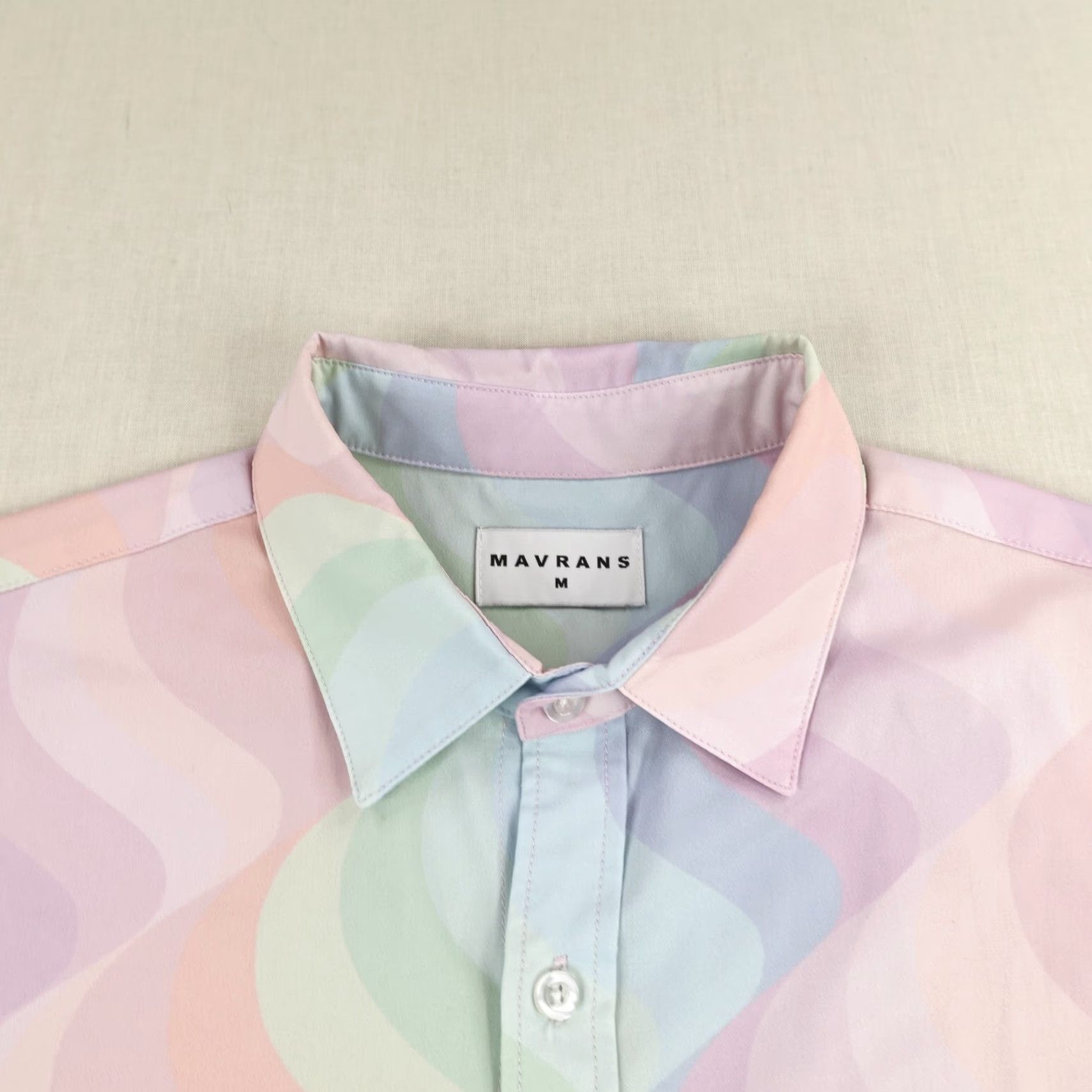 Pinko Mavrans Shirt Mens Medium Pink Green Blue Pastel Abstract Performance Coconut Size US M / EU 48-50 / 2 - 2 Thumbnail