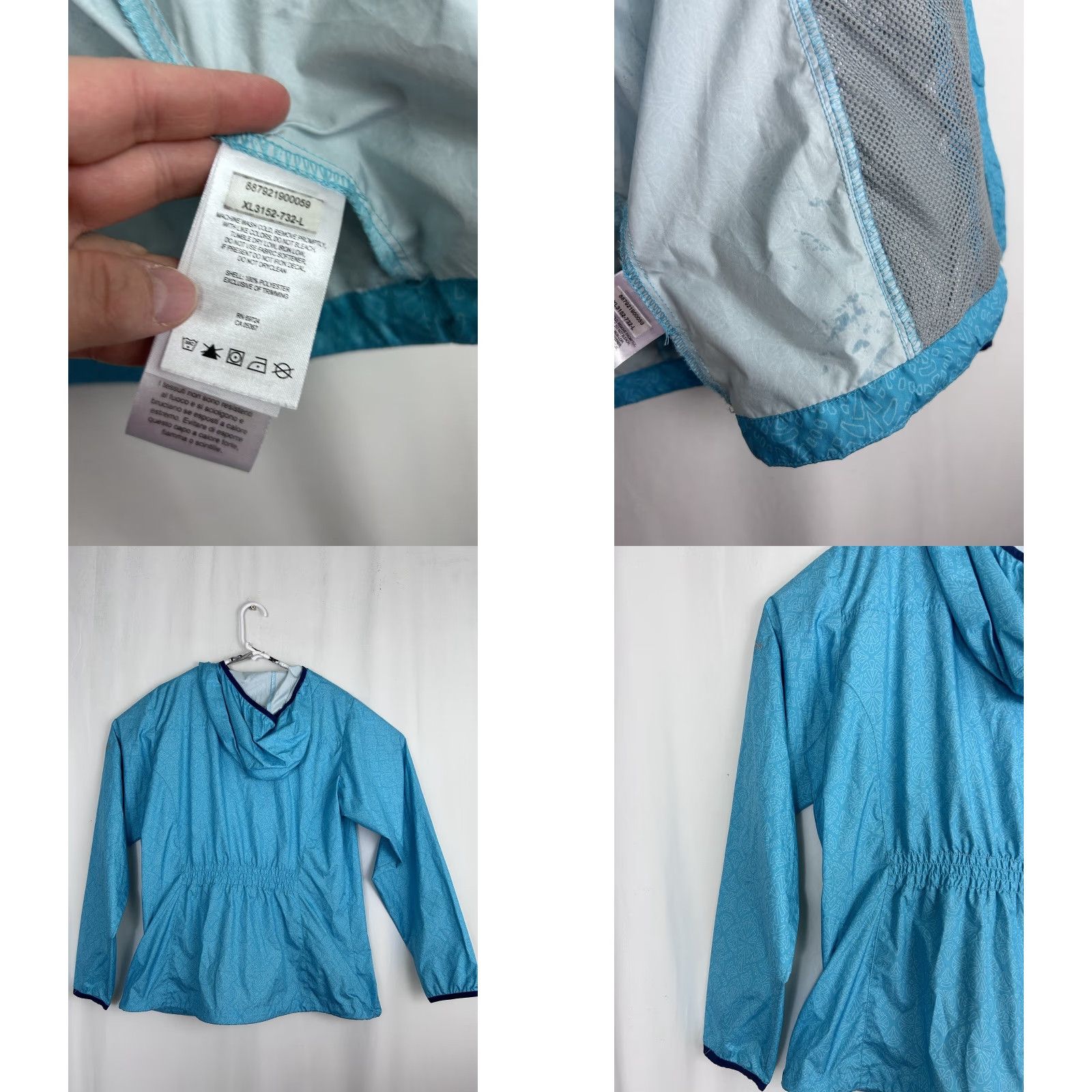Altea Columbia Windbreaker Jacket Womens L Teal Hooded Lightweight Softshell Zip Front Cinched Waist Size L / US 10 / IT 46 - 9 Thumbnail