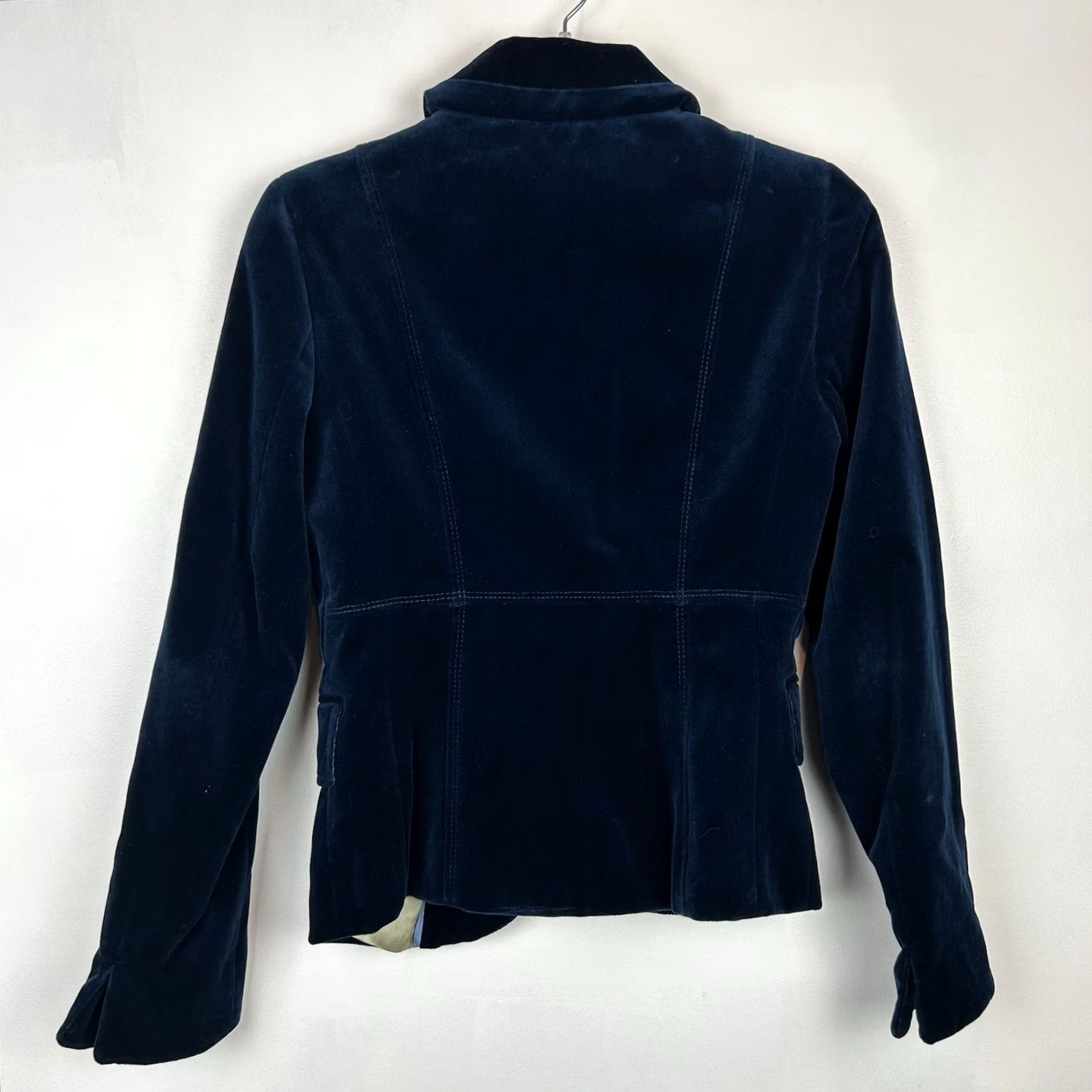J.Crew J.CREW Blazer Women 0 Velvet Blue Classic Preppy Office Business Casual Party/Cocktail Travel Size XS / US 0-2 / IT 36-38 - 2 Thumbnail