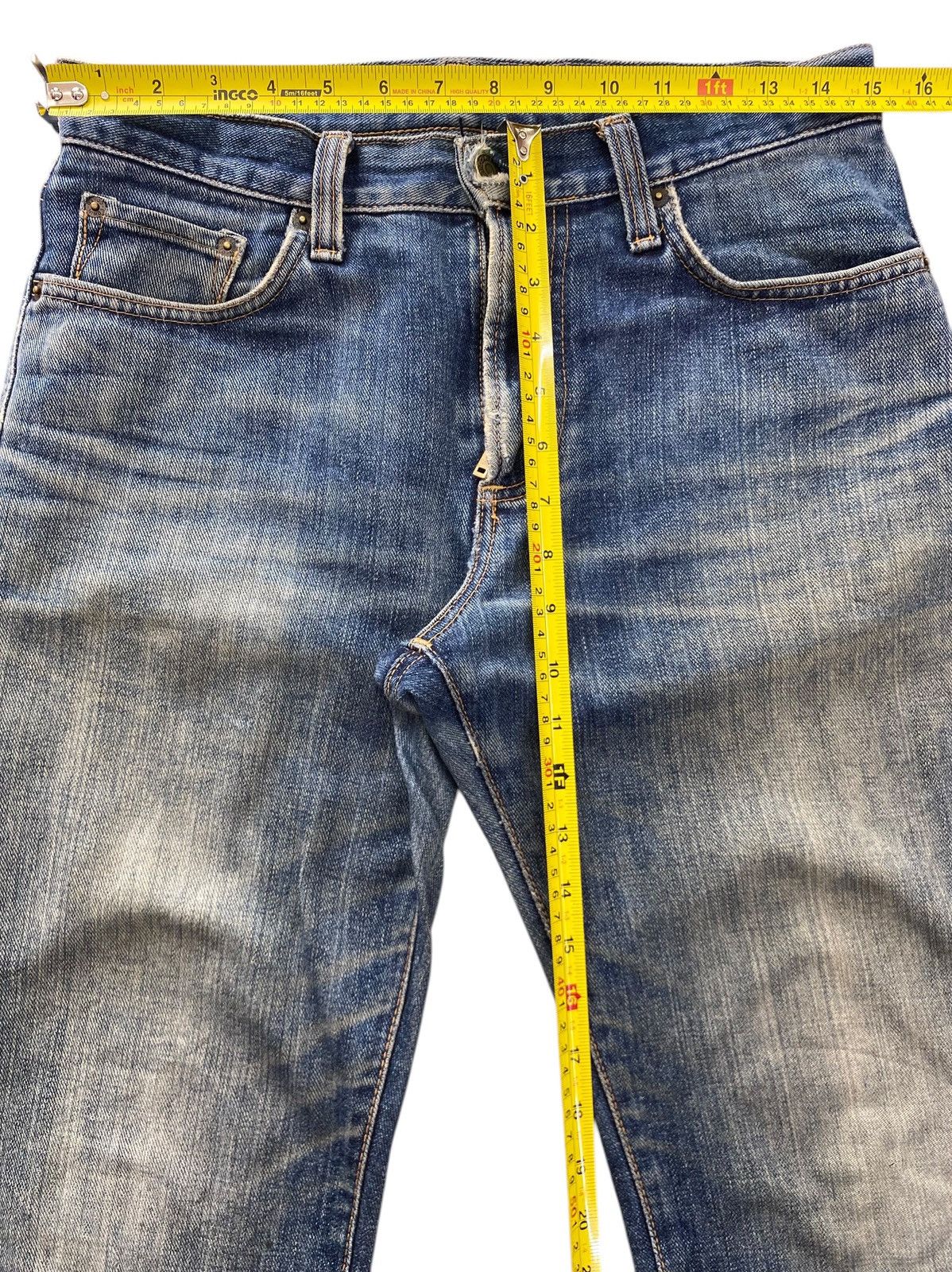 Edwin Edwin Faded Wash Whiskered Style Straight Leg Jeans Size US 30 / EU 46 - 6 Thumbnail