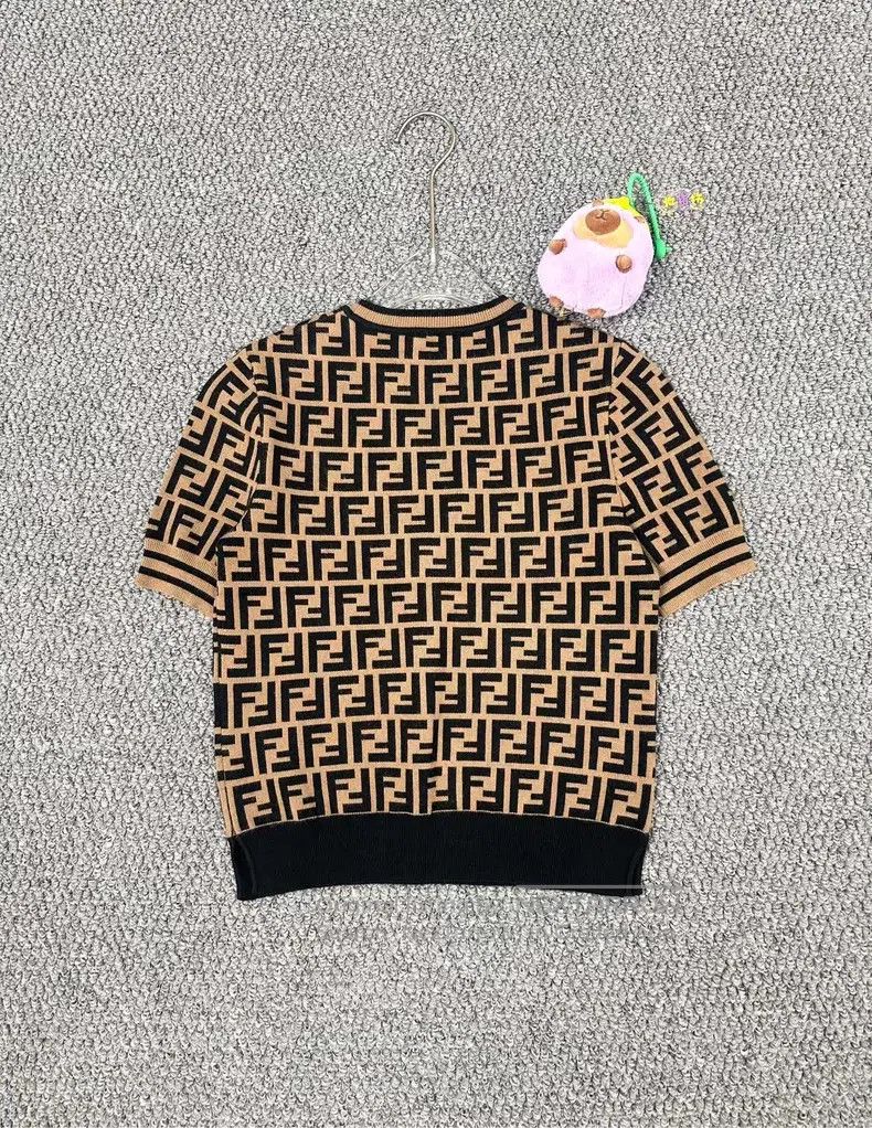 Fendi Fendi Brown Monogram Logo Knit Short Sleeve Size XXS / US 00 / IT 34 - 2 Thumbnail