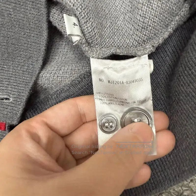 Thom Browne Thom Browne Gray Cotton Cardigan for Men . Size US L / EU 52-54 / 3 - 4 Thumbnail
