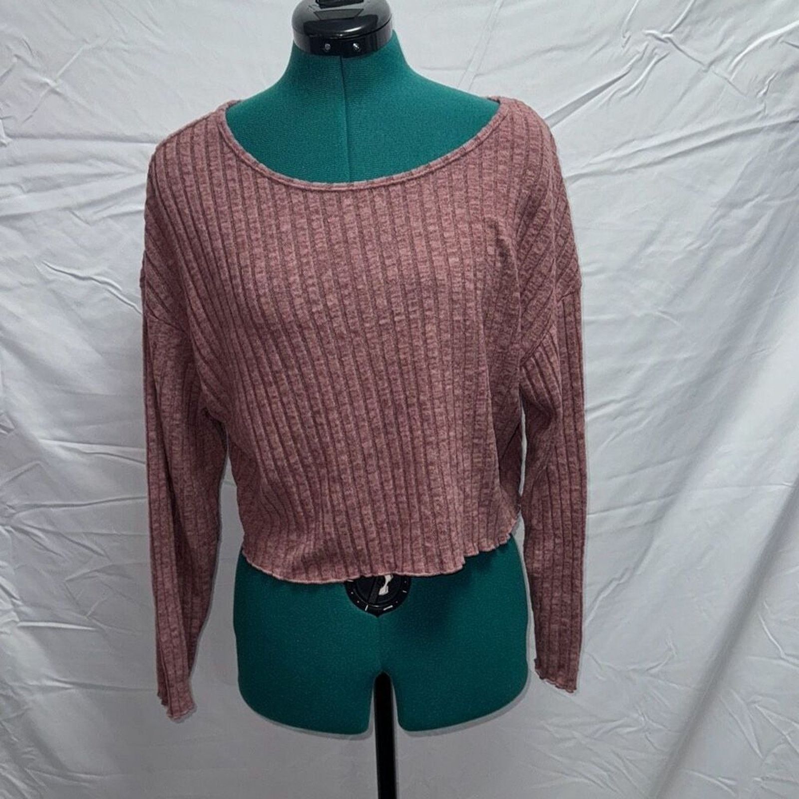 Shein SHEIN Pink Ribbed Long-Sleeve Shirt | Sz XS Size XS / US 0-2 / IT 36-38 - 4 Thumbnail