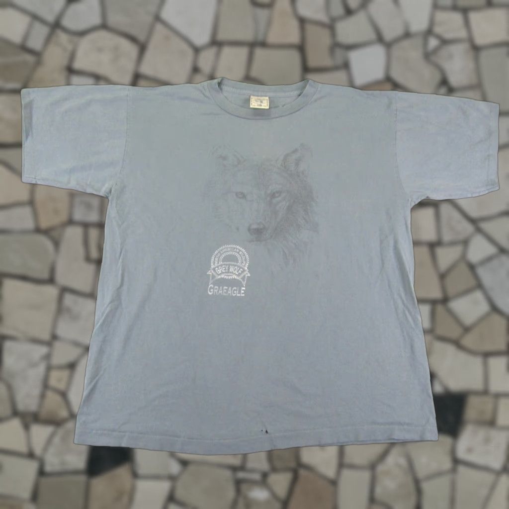 VINTAGE Grey Wolf Shirt Mens XL Gray eagle North American Wildlife Single Stitch