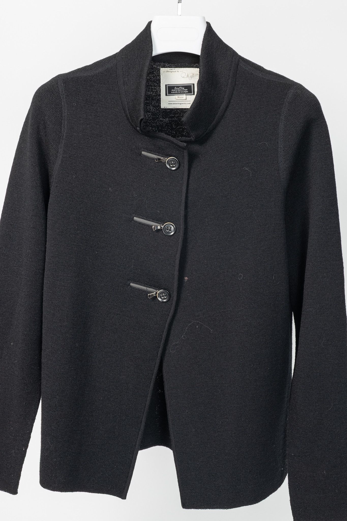Annette Gortz Annette Gortz AW09 Chita Black Wool-Blend Buttoned Jacket Size M / US 6-8 / IT 42-44 - 3 Thumbnail