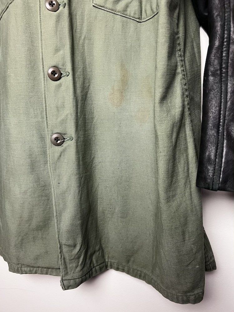 Vintage Vintage 60's-70's US Army Shirt Jacket w Leather Sleeves Size US S / EU 44-46 / 1 - 11 Thumbnail