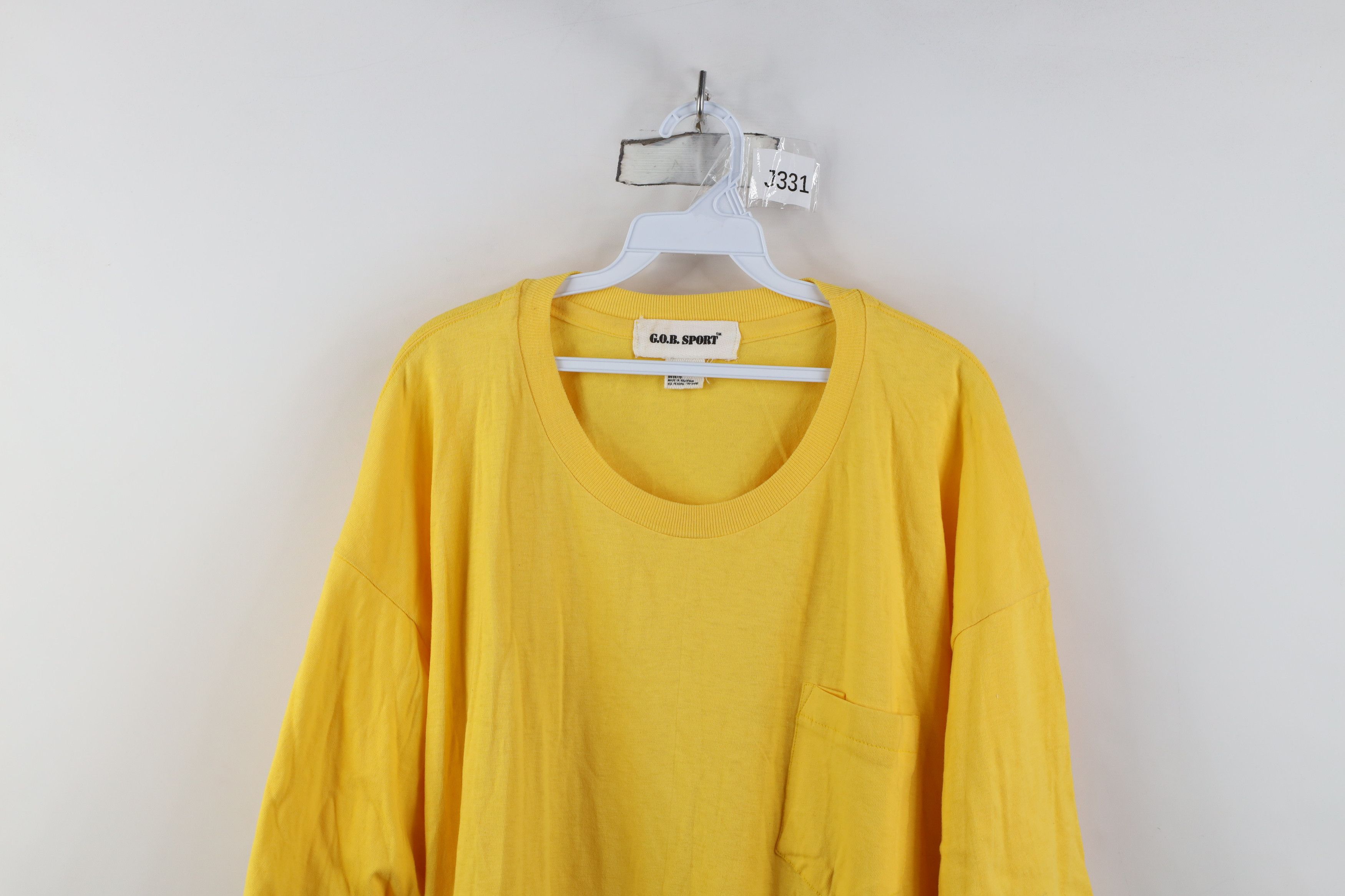 Vintage Vintage 90s Streetwear Baggy Pocket T-Shirt Yellow Cotton Size US XL / EU 56 / 4 - 2 Thumbnail