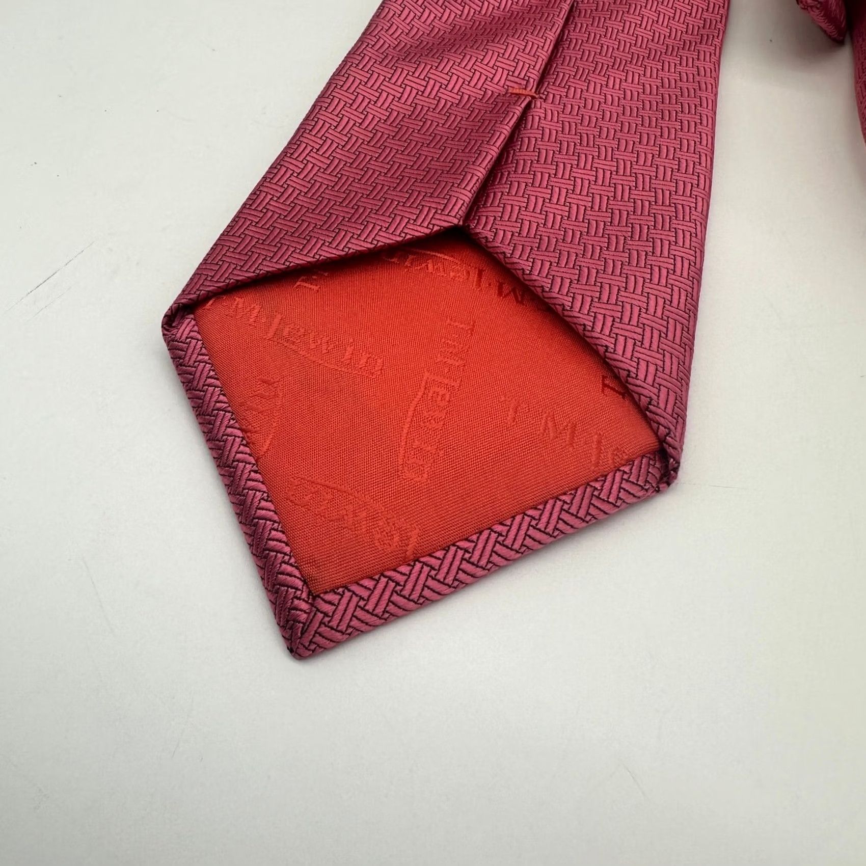 Asket T.M. Lewin Mens Necktie Red Basket Weave Geometric Pattern All Silk Tie One Size Size ONE SIZE - 2 Thumbnail
