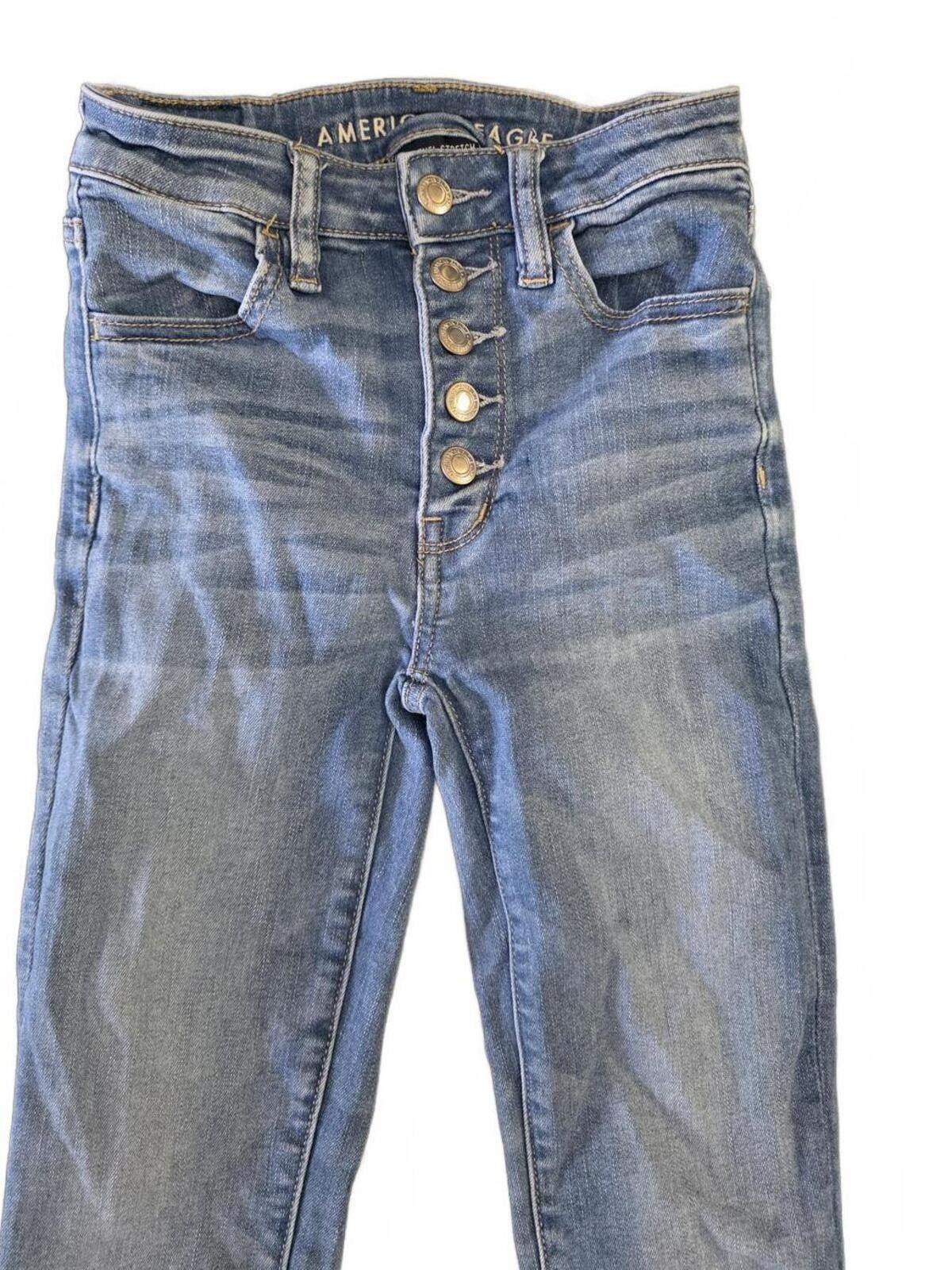 American Eagle Outfitters American Eagle Super High Waist Jegging Light Jeans 00 Short Size 24" / US 00 / IT 34 - 8 Thumbnail