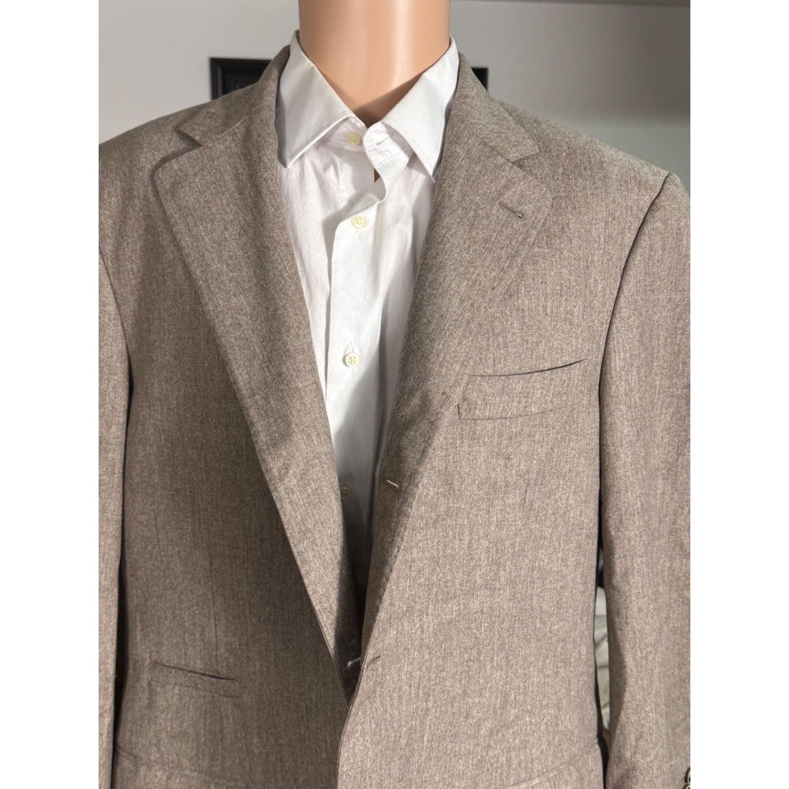 Brunello Cucinelli Brunello Cucinelli Taupe Flannel Sport Jacket Blazer Cash44R Size 44R - 2 Thumbnail