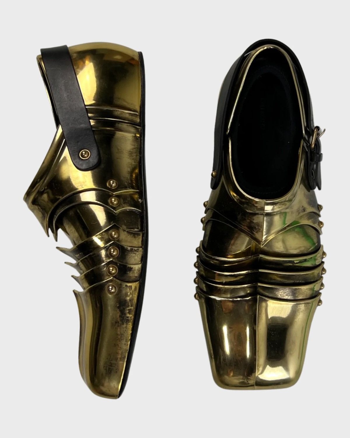 Balenciaga BALENCIAGA 1OF10 AW21 CHEVALIER ARMOR DERBIES IN GOLD SZ:42 Size US 8.5 / EU 41-42 - 2 Thumbnail