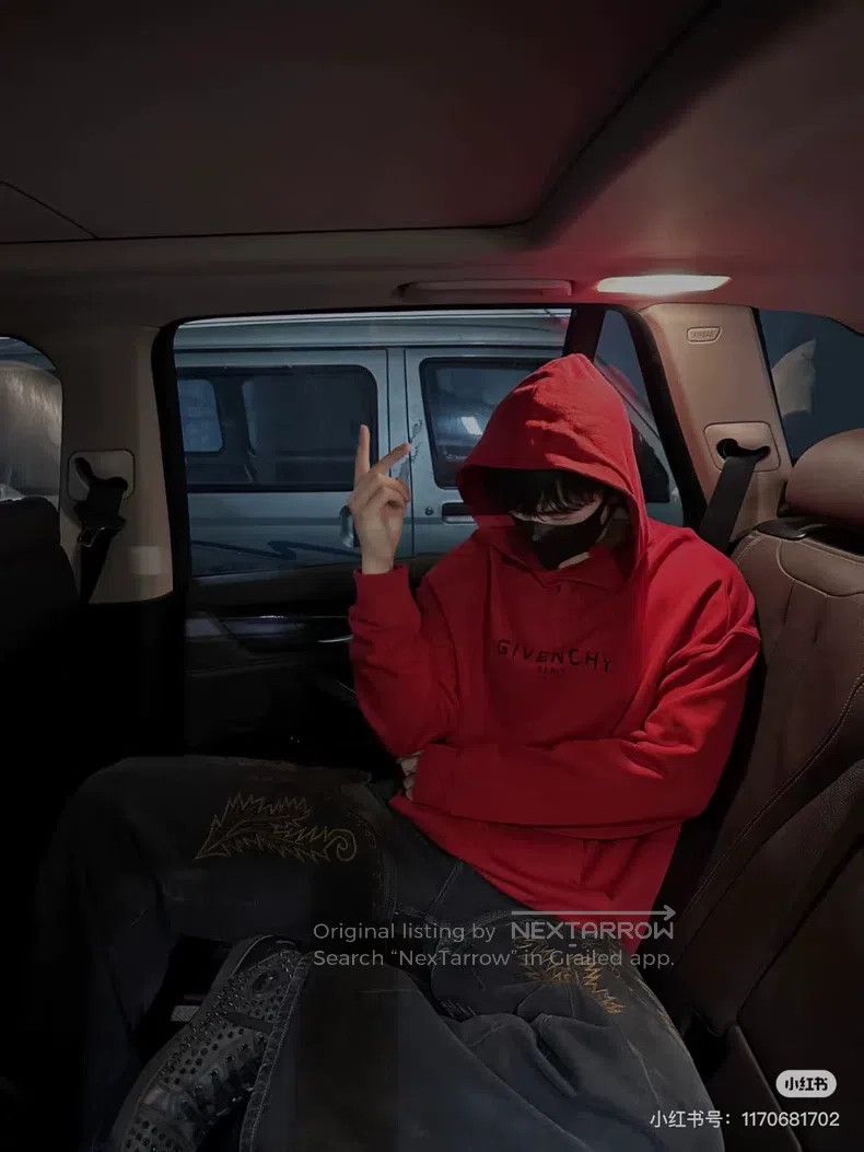 Givenchy Givenchy Red Hooded Letter Logo Printed Hoodie Size US XL / EU 56 / 4 - 9 Thumbnail