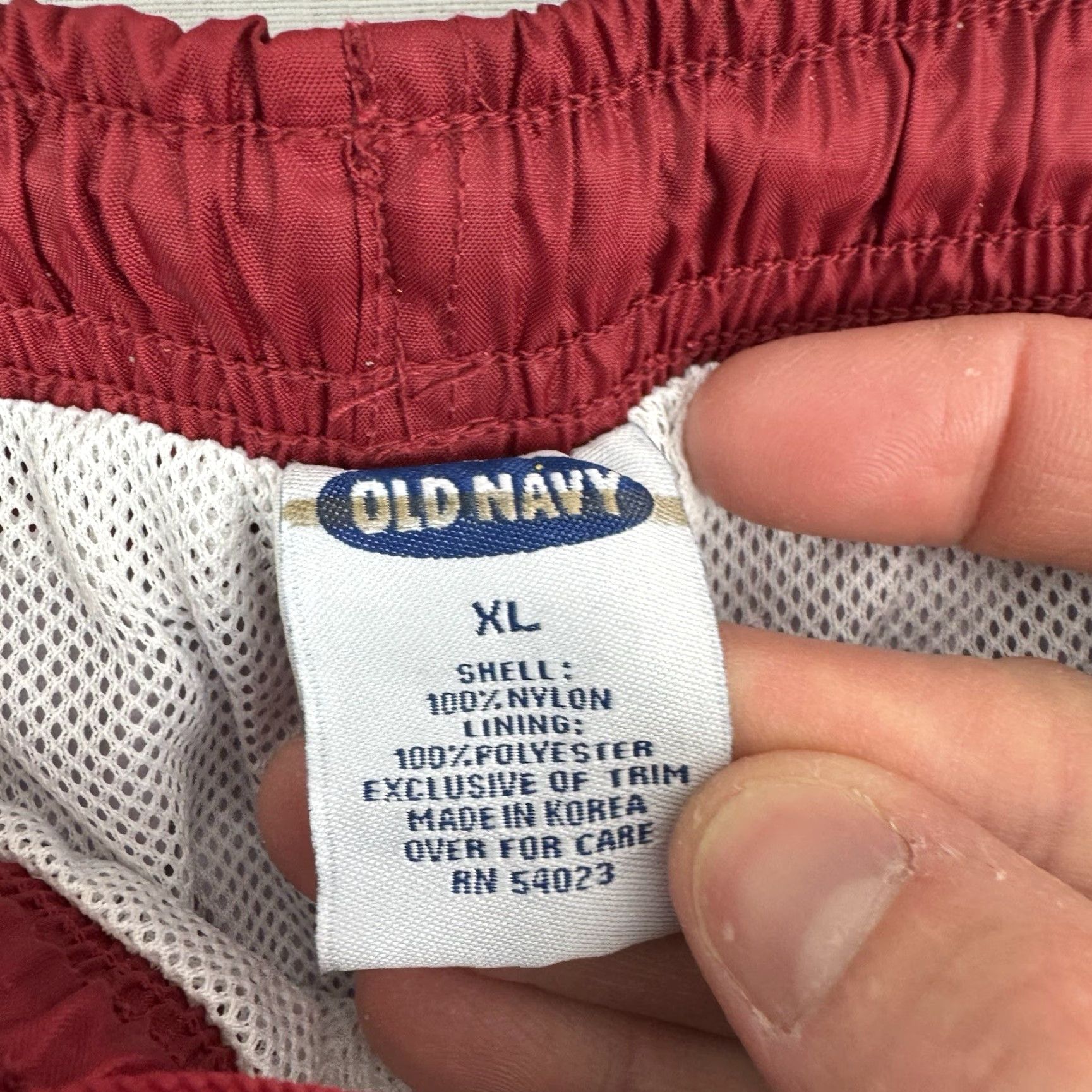 Old Navy VINTAGE Old Navy Track Pants Mens XL Red Nylon Drawstring 90s Hipster Grunge Y2K Activewear Baggy Punk Size US 36 / EU 52 - 4 Thumbnail