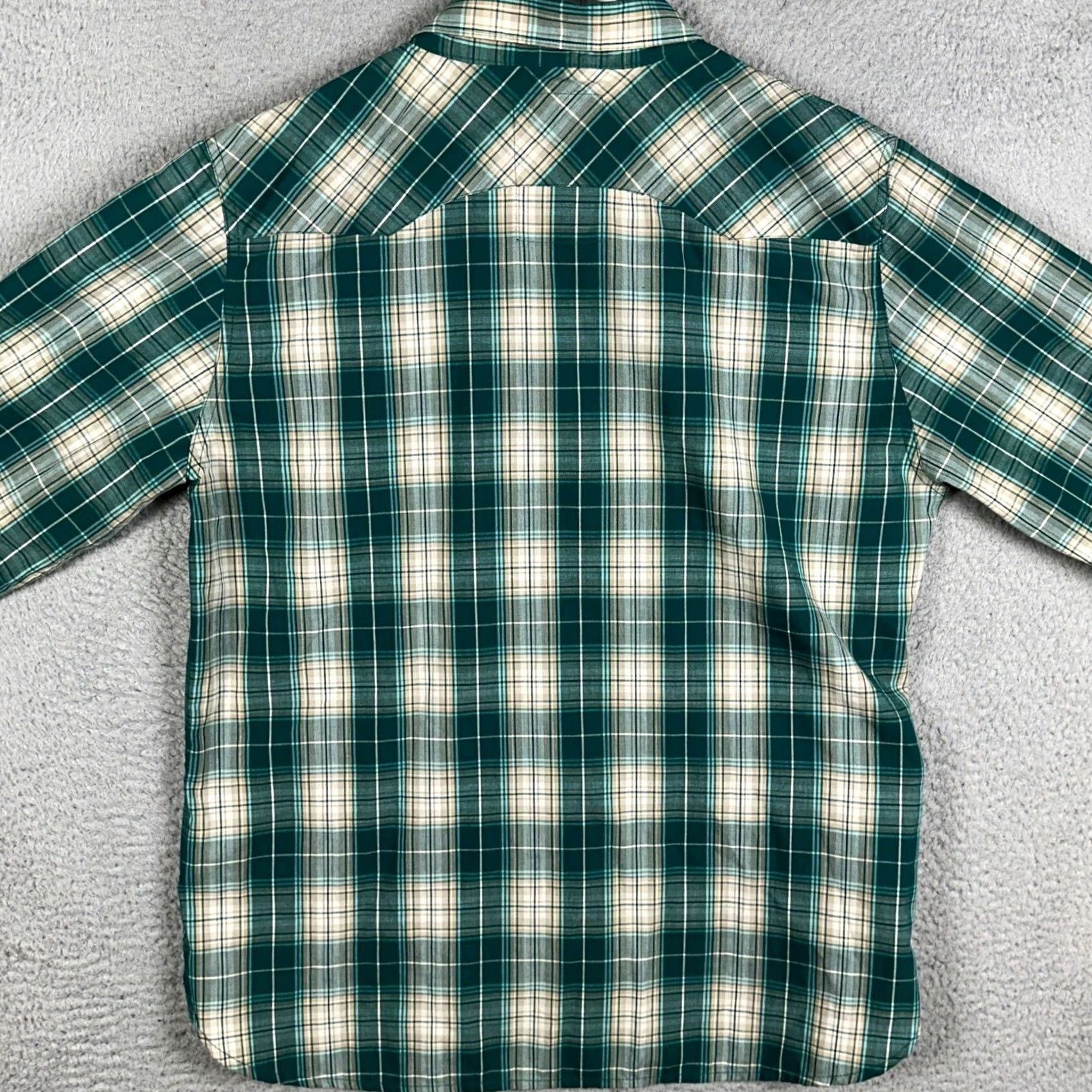 Levi's Levis Shirt Mens Large Green Tan Western Pearl Snap Plaid Button Up Flap Pockets Size US L / EU 52-54 / 3 - 3 Thumbnail