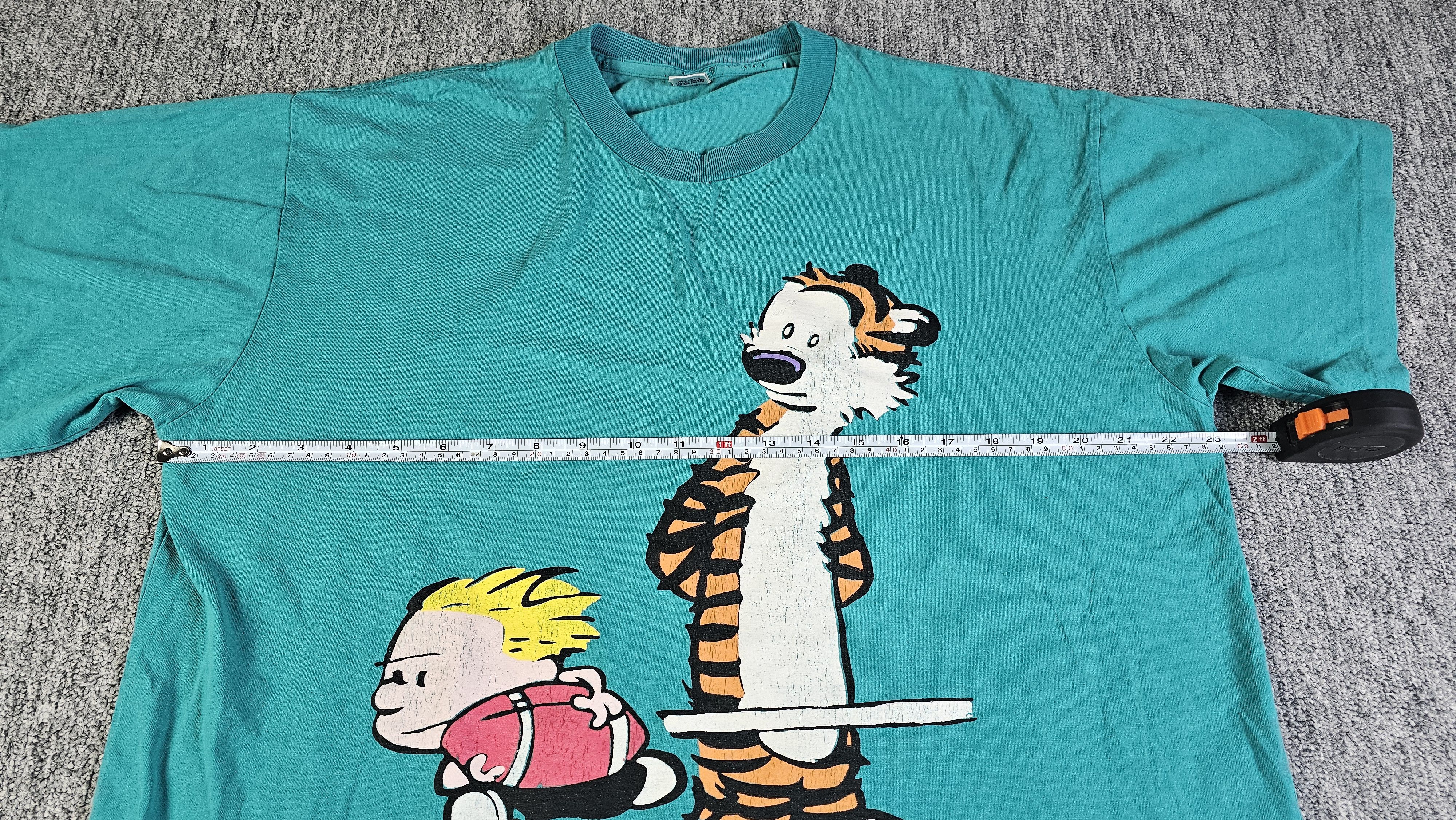 Other Vintage 90s Calvin Hobbes Single Stitch Tee Teal XL Football Size US XL / EU 56 / 4 - 8 Thumbnail