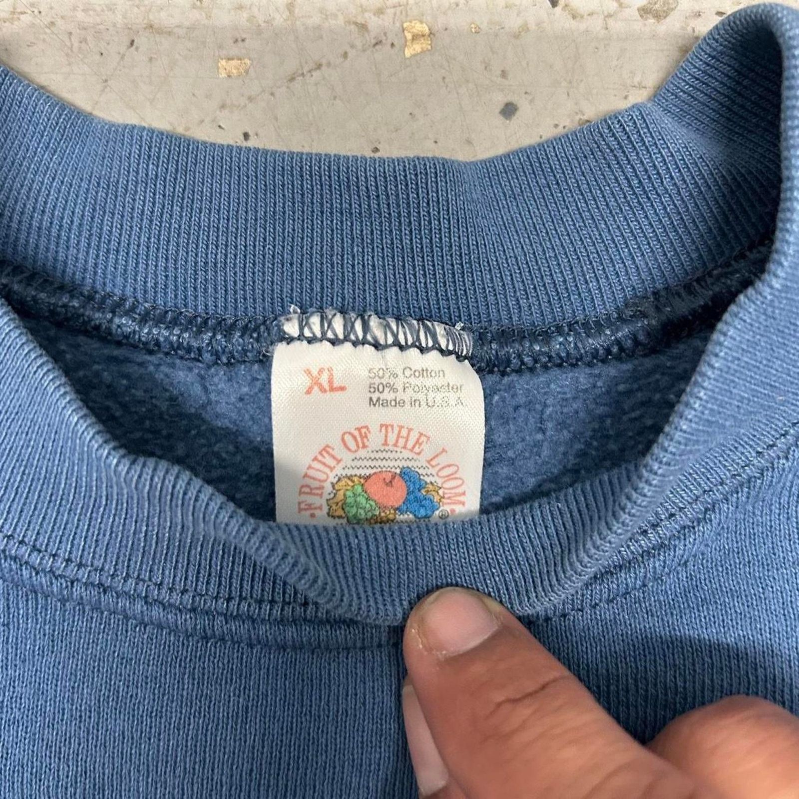 Fruit Of The Loom 80s navy blue crewneck sweatshirt "I Can't Take It Anymore" Size US XL / EU 56 / 4 - 3 Thumbnail